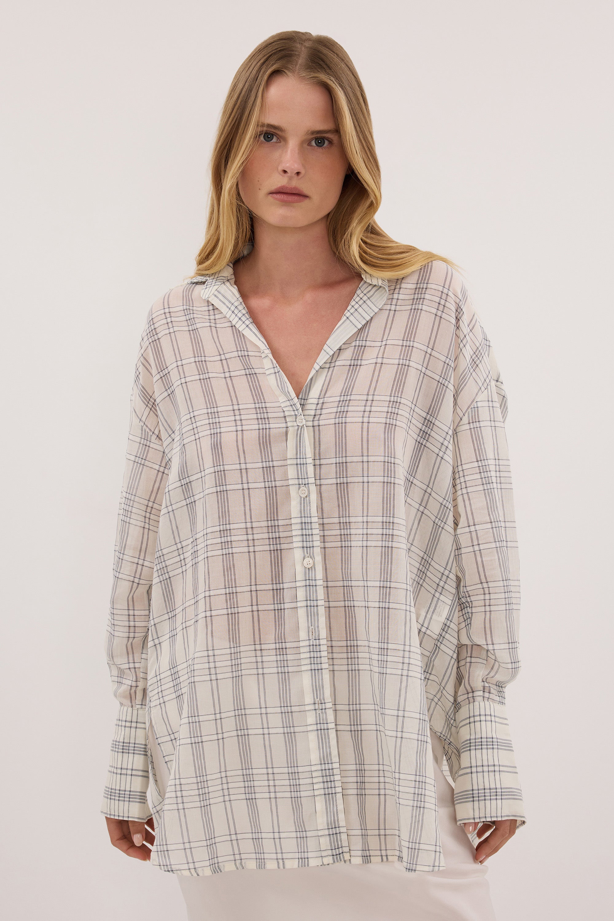 PETRA OFF WHITE CHECK SHIRT