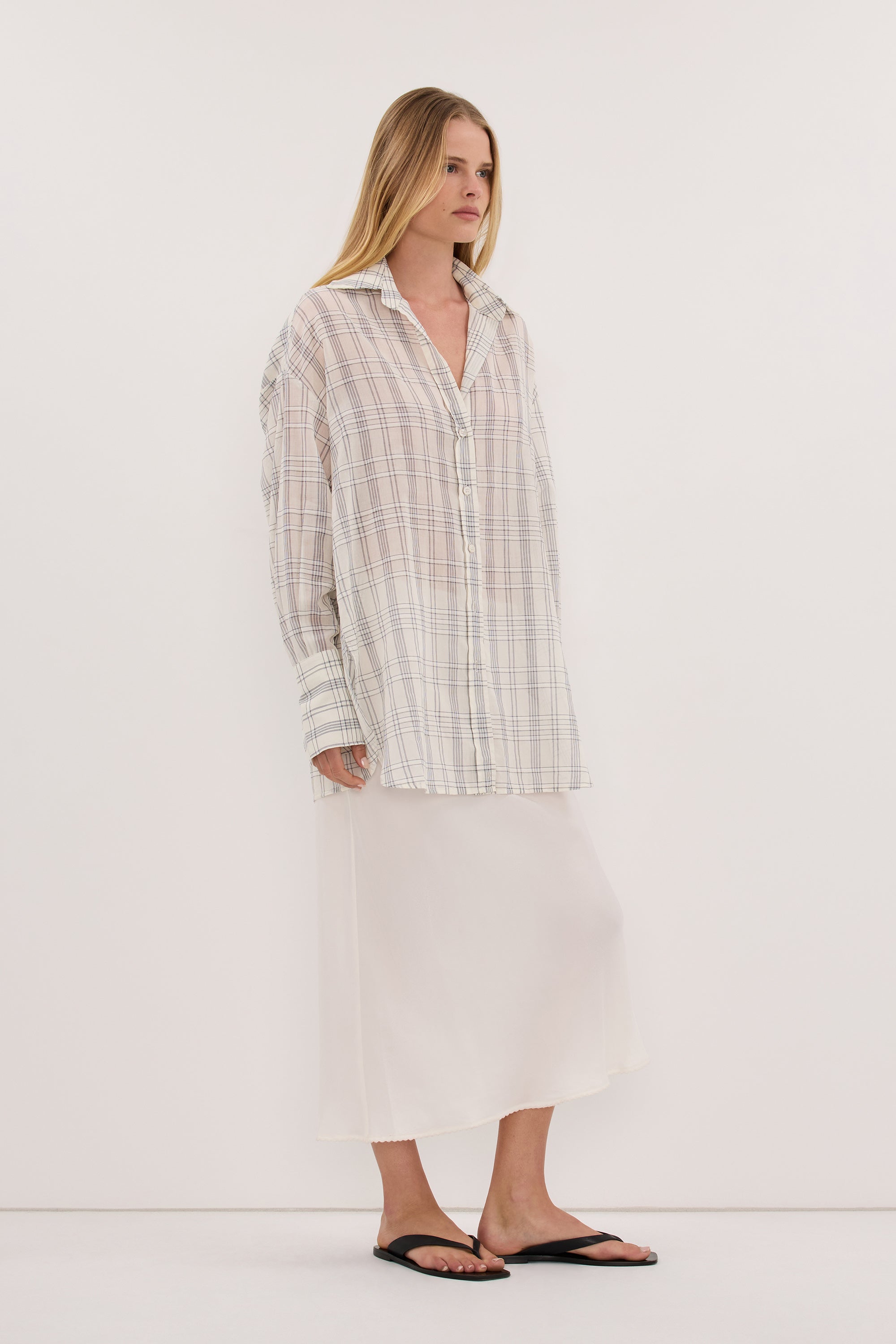 PETRA OFF WHITE CHECK SHIRT