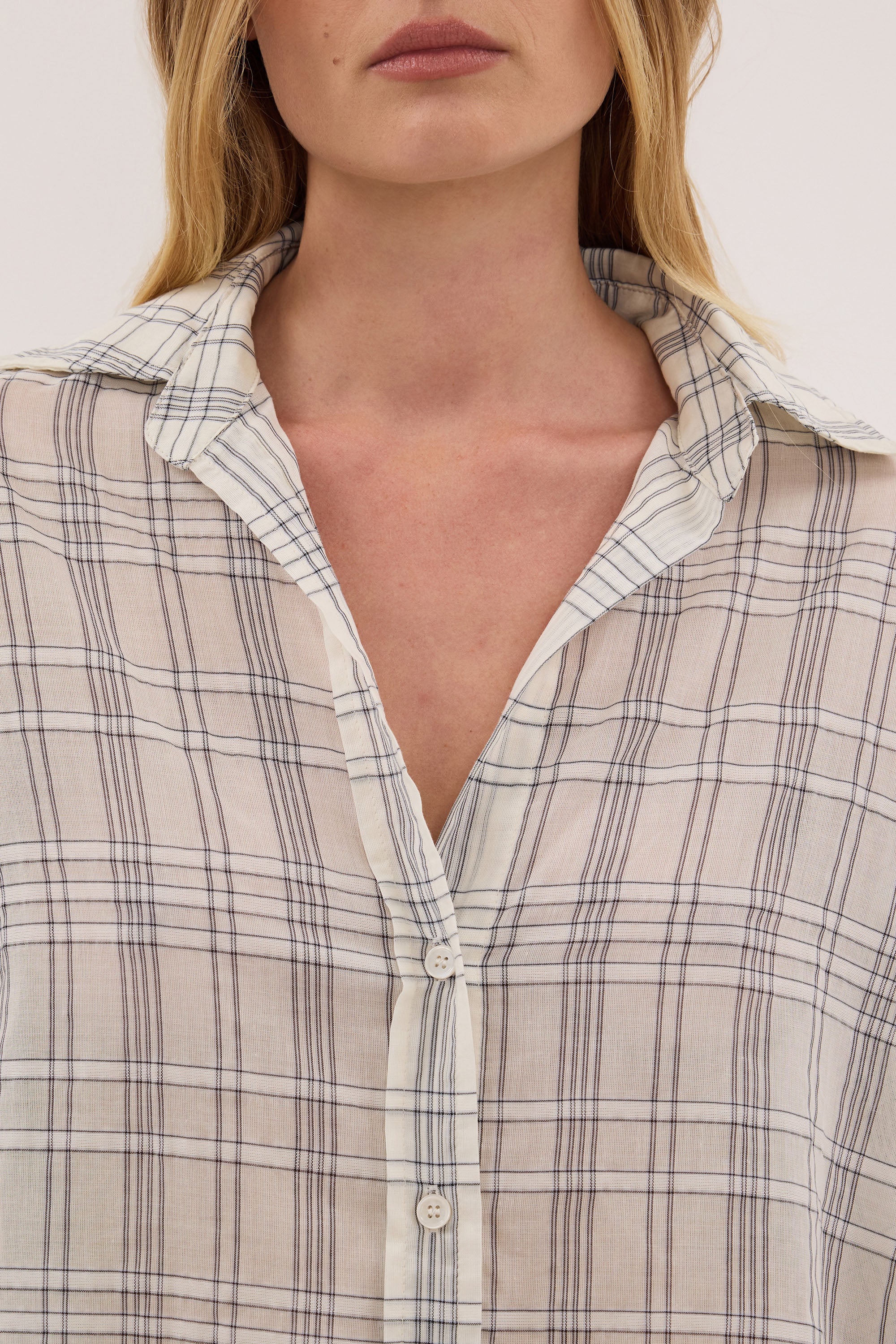 PETRA OFF WHITE CHECK SHIRT