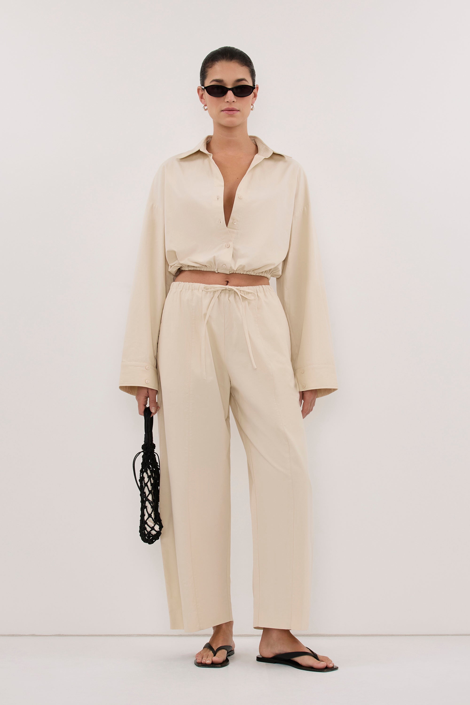 CALI PLASTER COTTON CROPPED SHIRT