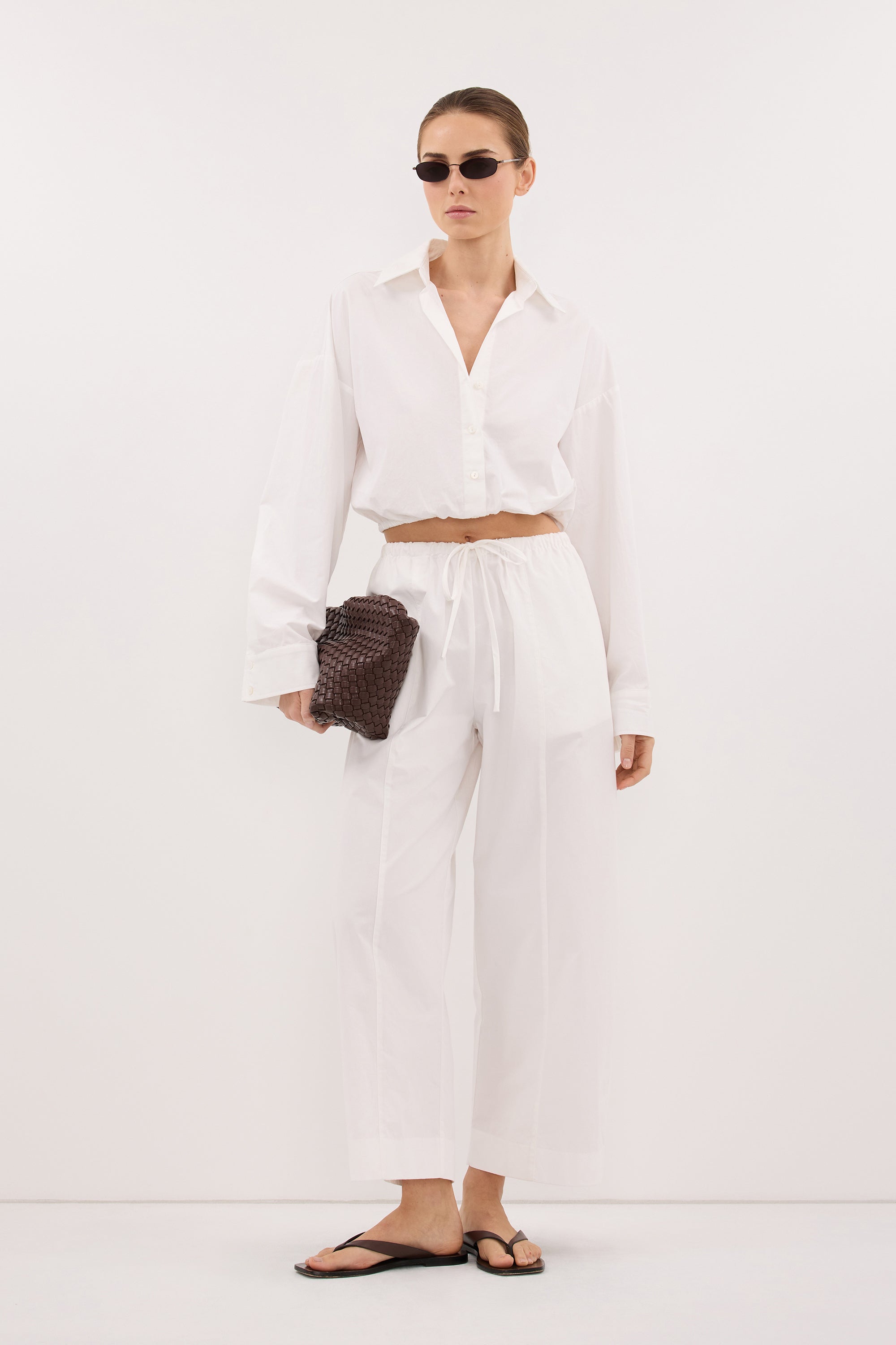 CALI WHITE POPLIN CROPPED SHIRT – DISSH