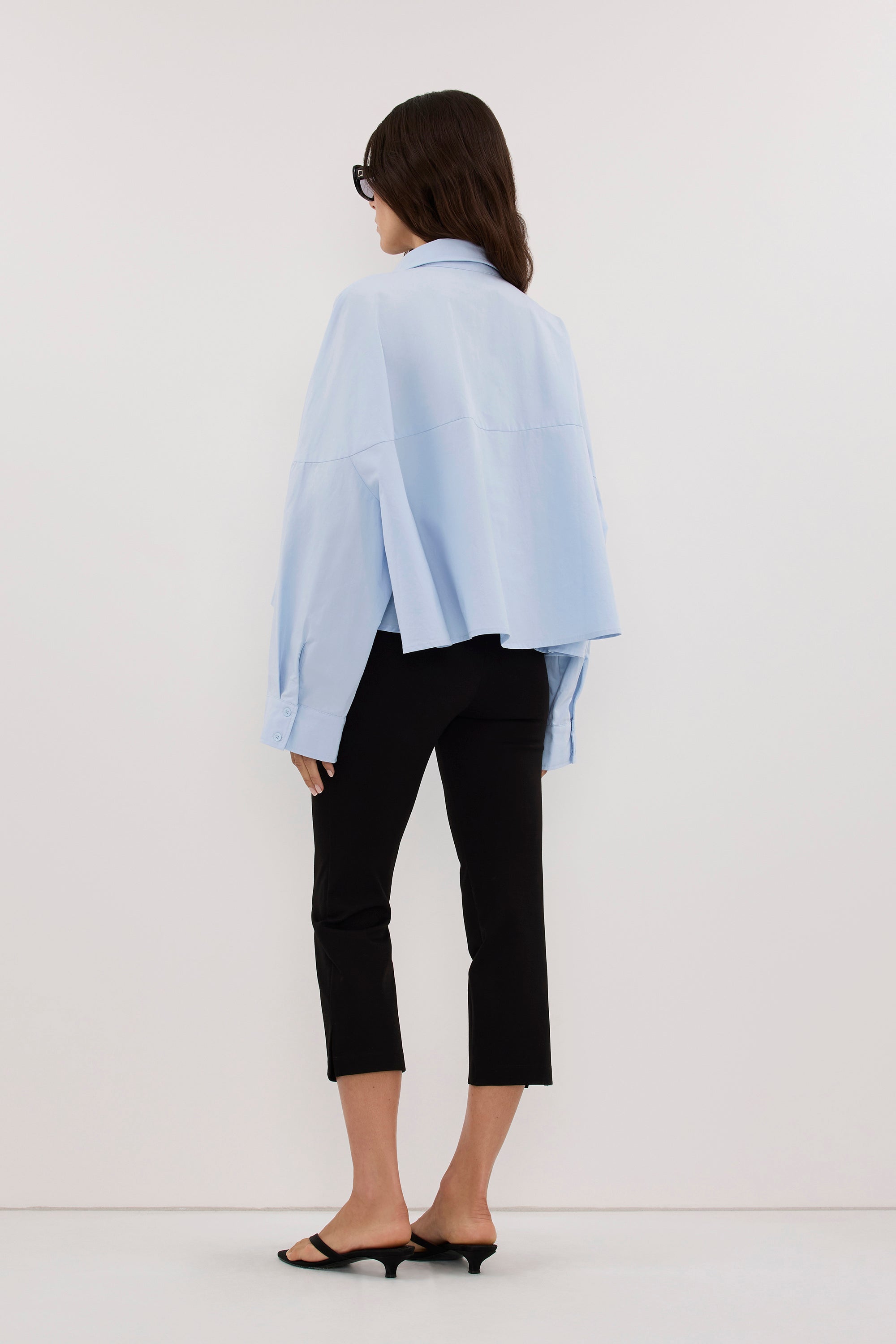 GOLDIE CORNFLOWER CROPPED COTTON SHIRT