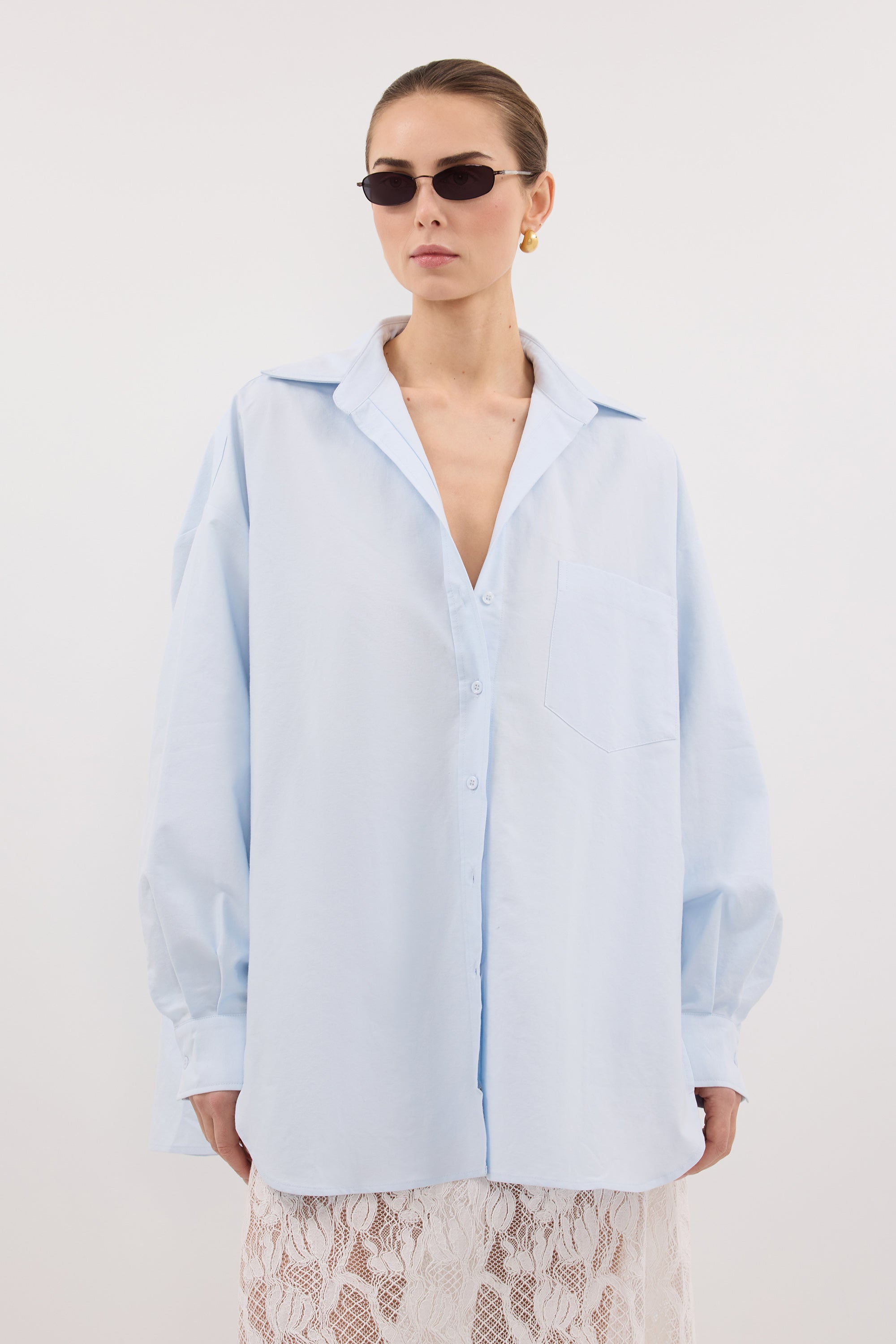 RHEA 3.0 ICE BLUE OVERSIZED COTTON SHIRT
