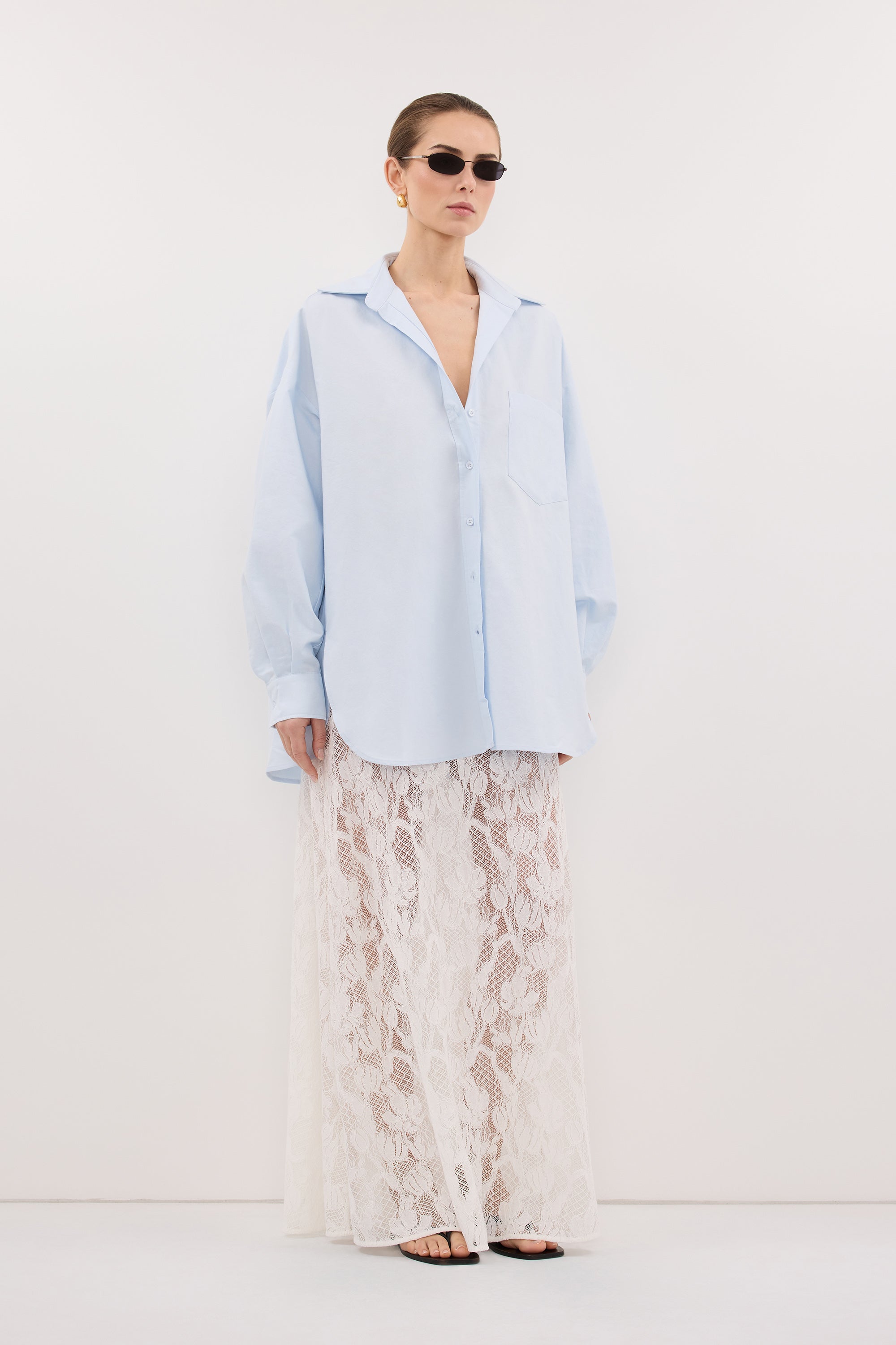 RHEA 3.0 ICE BLUE OVERSIZED COTTON SHIRT