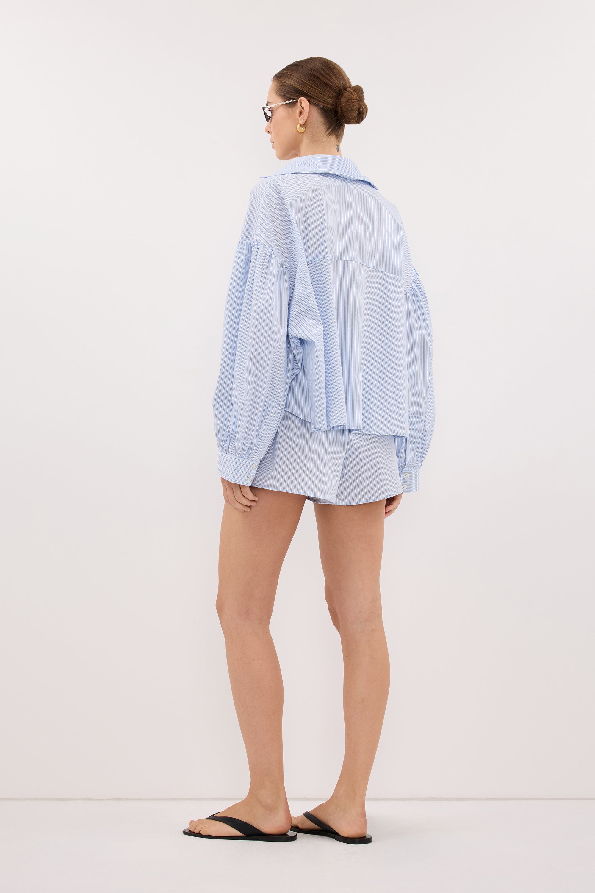 BERNICE BLUE STRIPE COTTON BLEND SHIRT