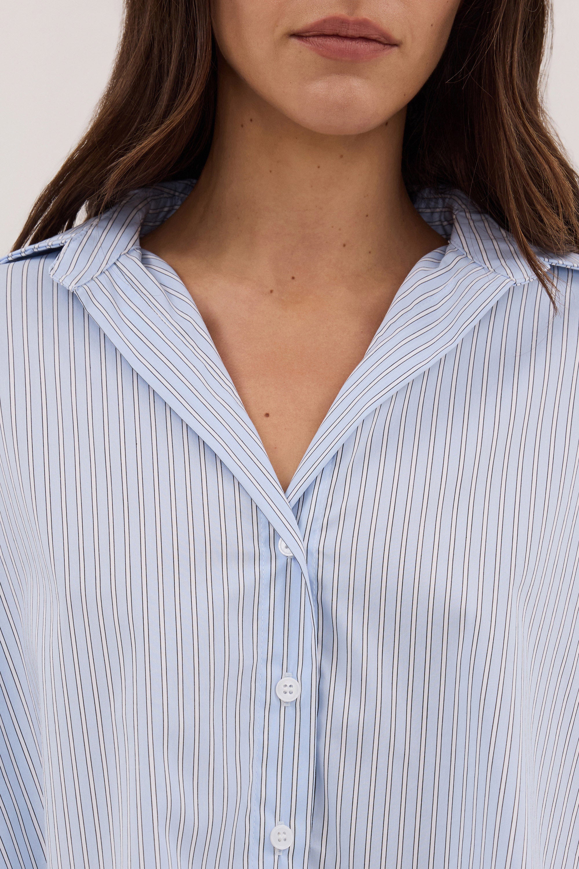 BERNICE BLUE STRIPE COTTON BLEND SHIRT