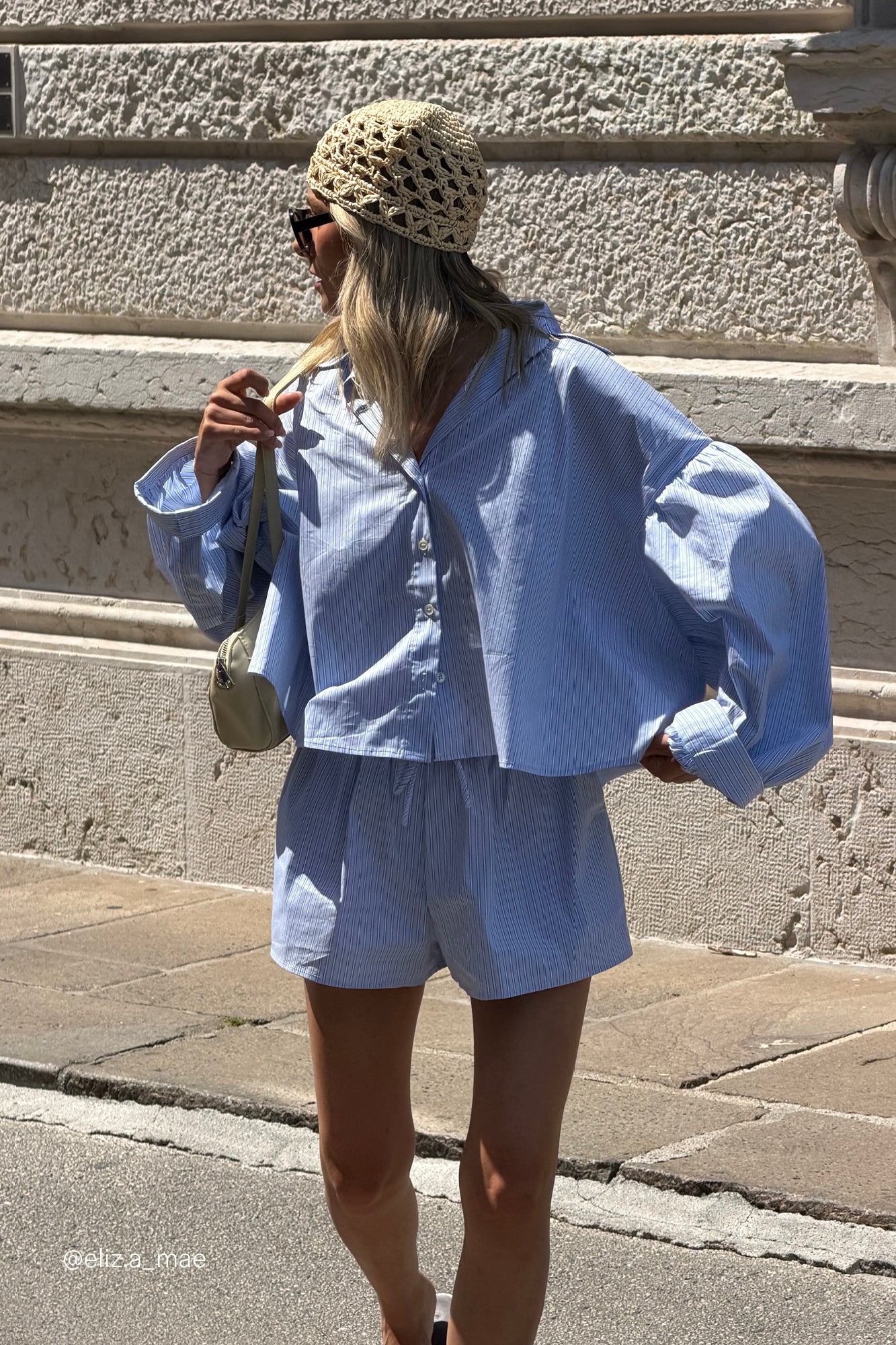 BERNICE BLUE STRIPE COTTON BLEND SHIRT