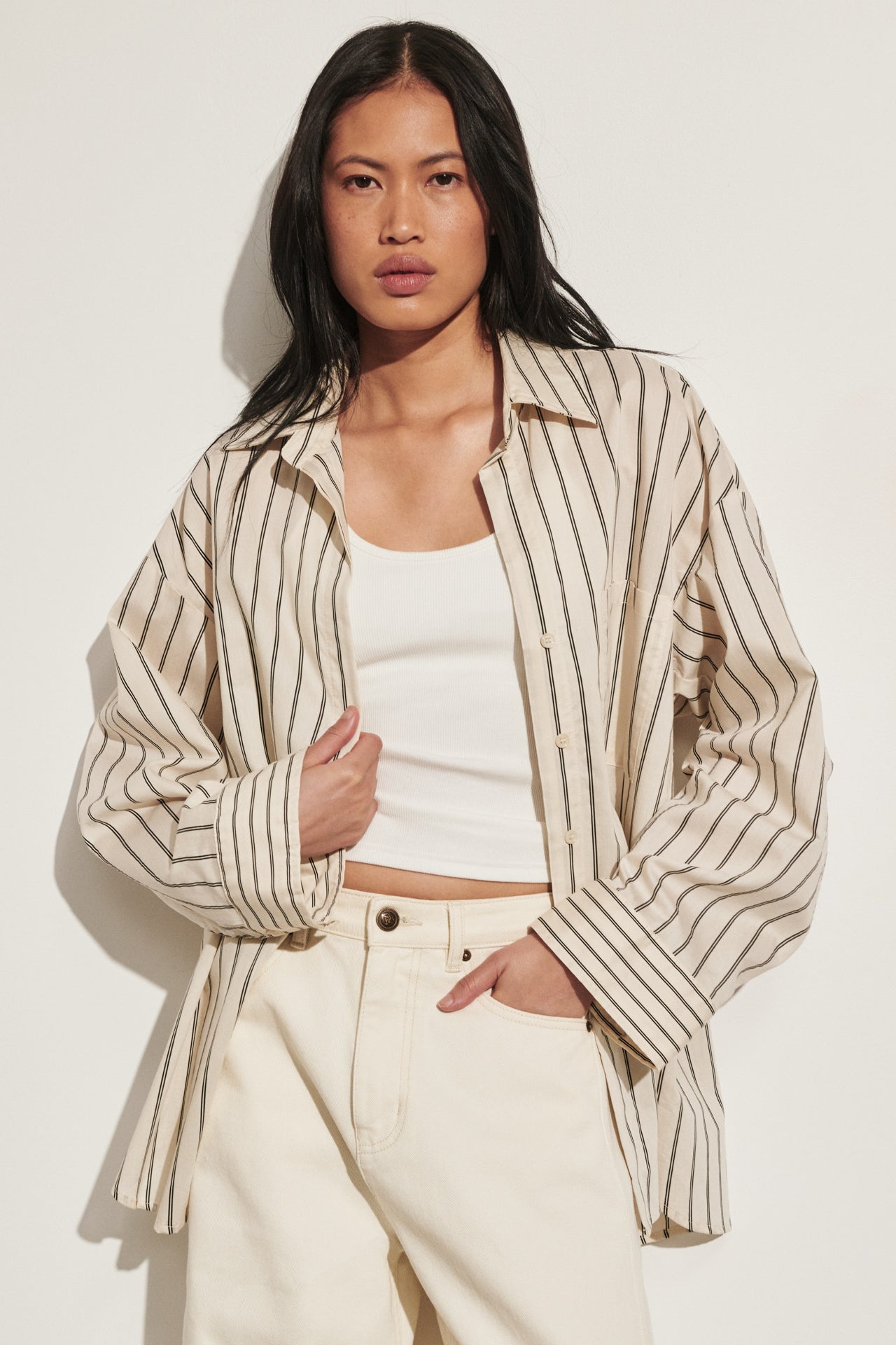 FABLE CREAM SILK BLEND SHIRT