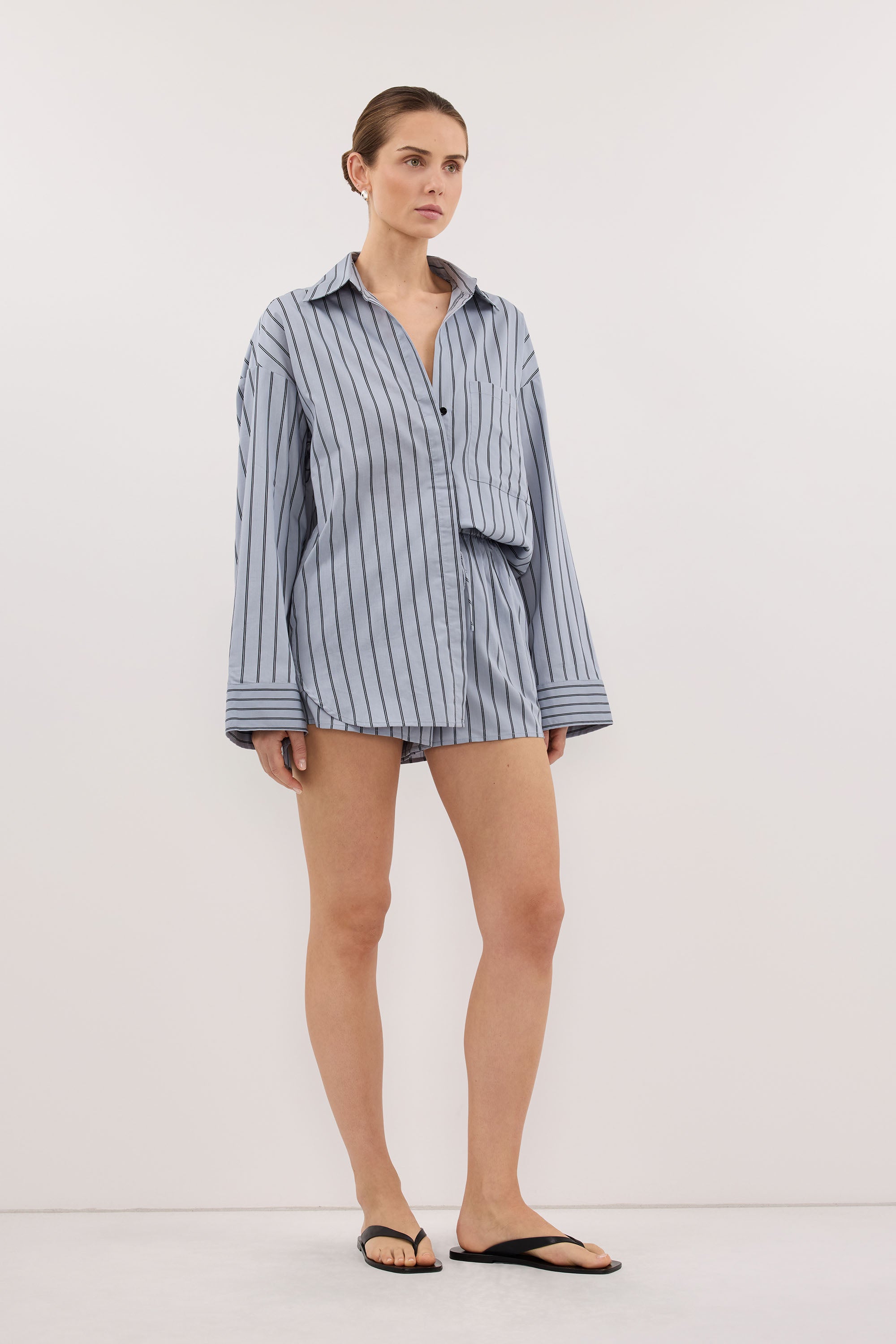 FABLE DUSTY BLUE SILK BLEND SHIRT