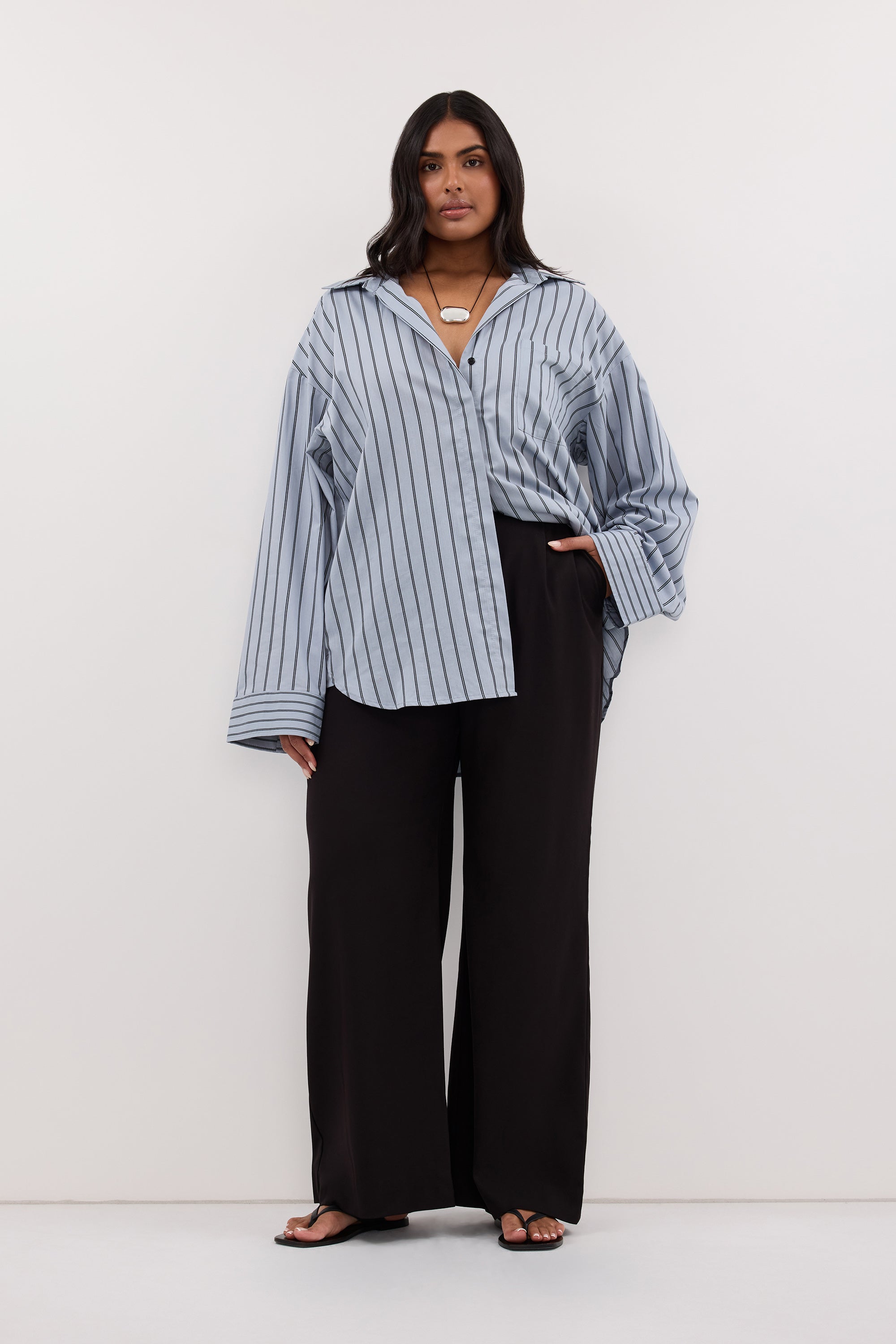 FABLE DUSTY BLUE SILK BLEND SHIRT