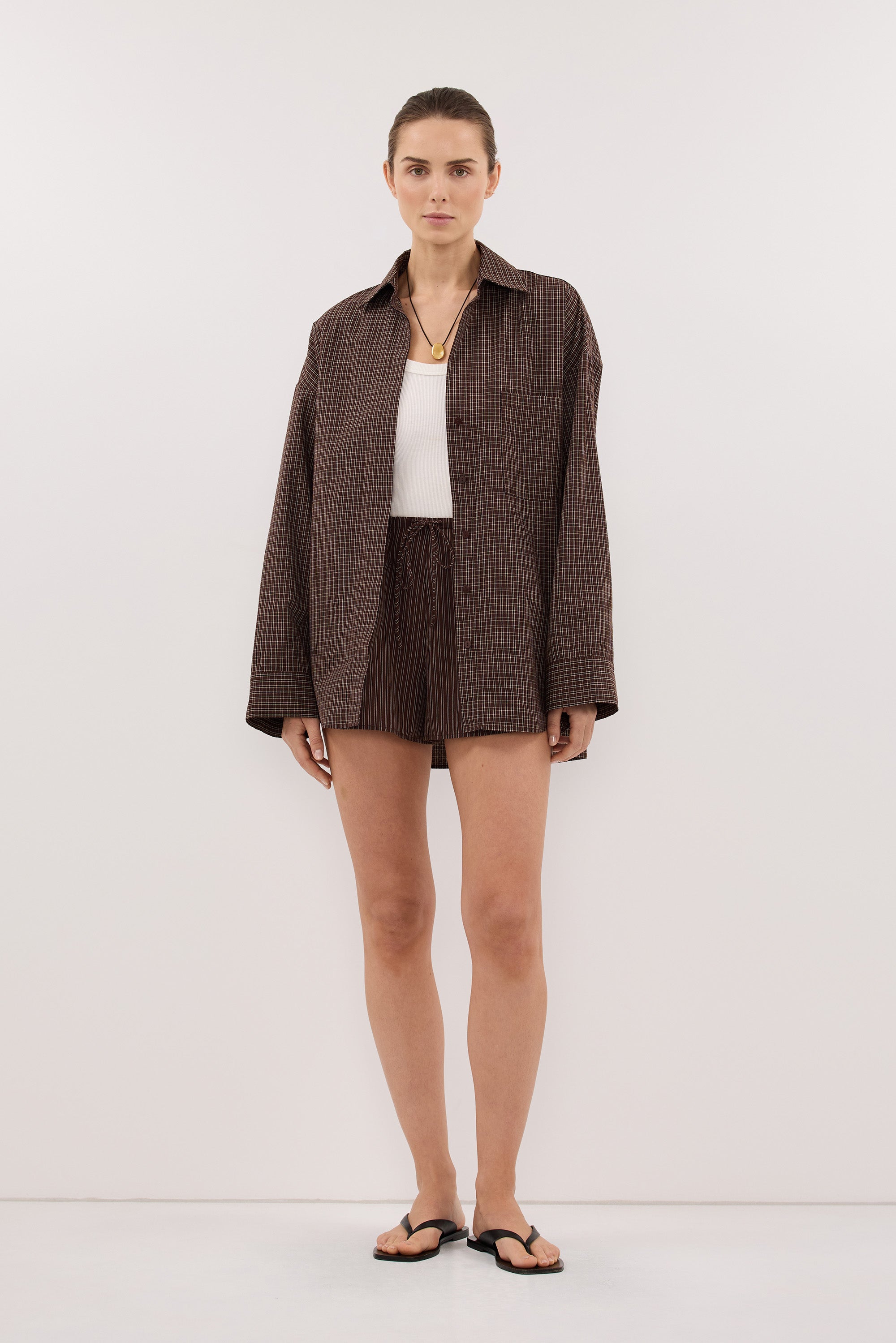 MARA CHOC CHECK COTTON SHIRT