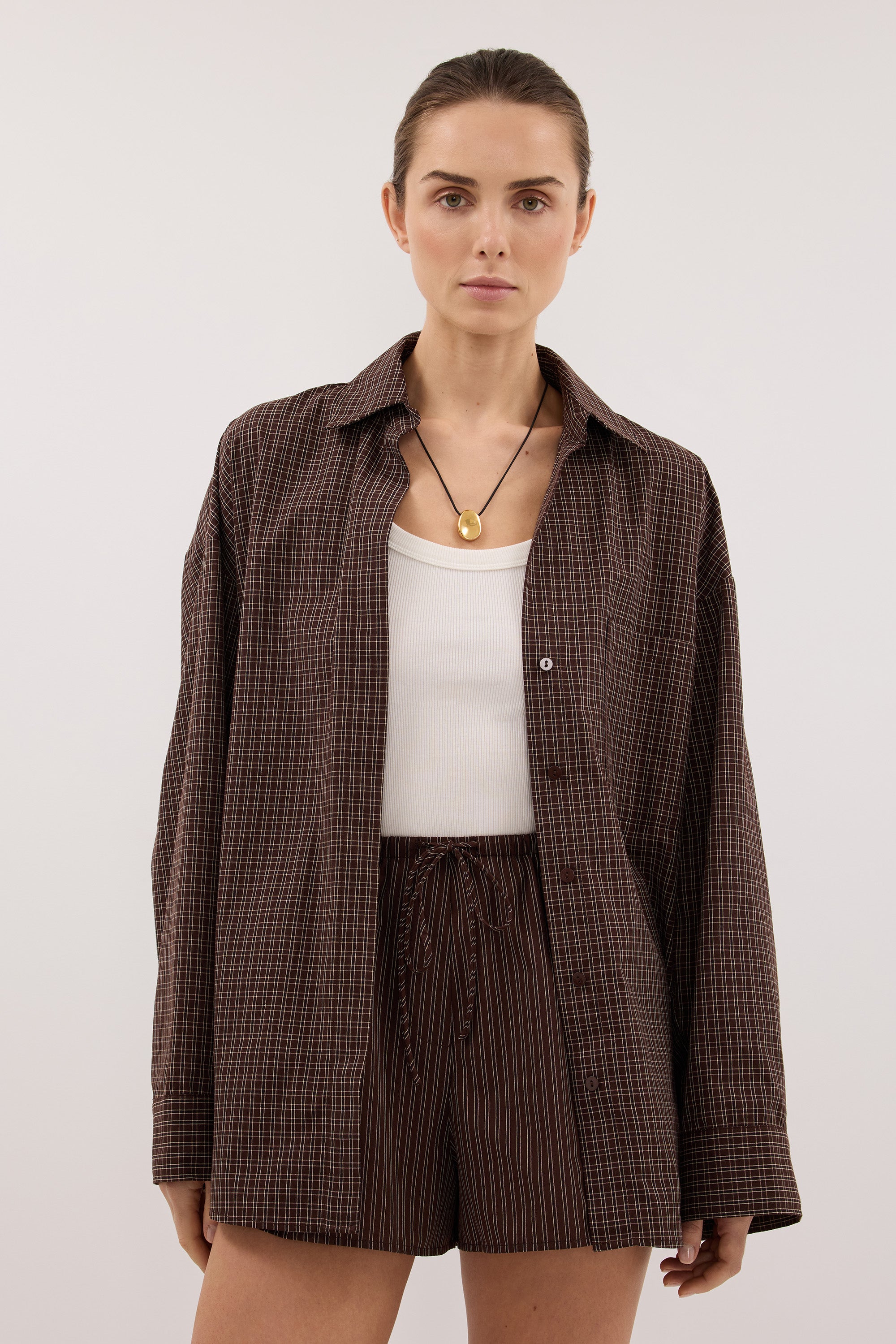 MARA CHOC CHECK COTTON SHIRT