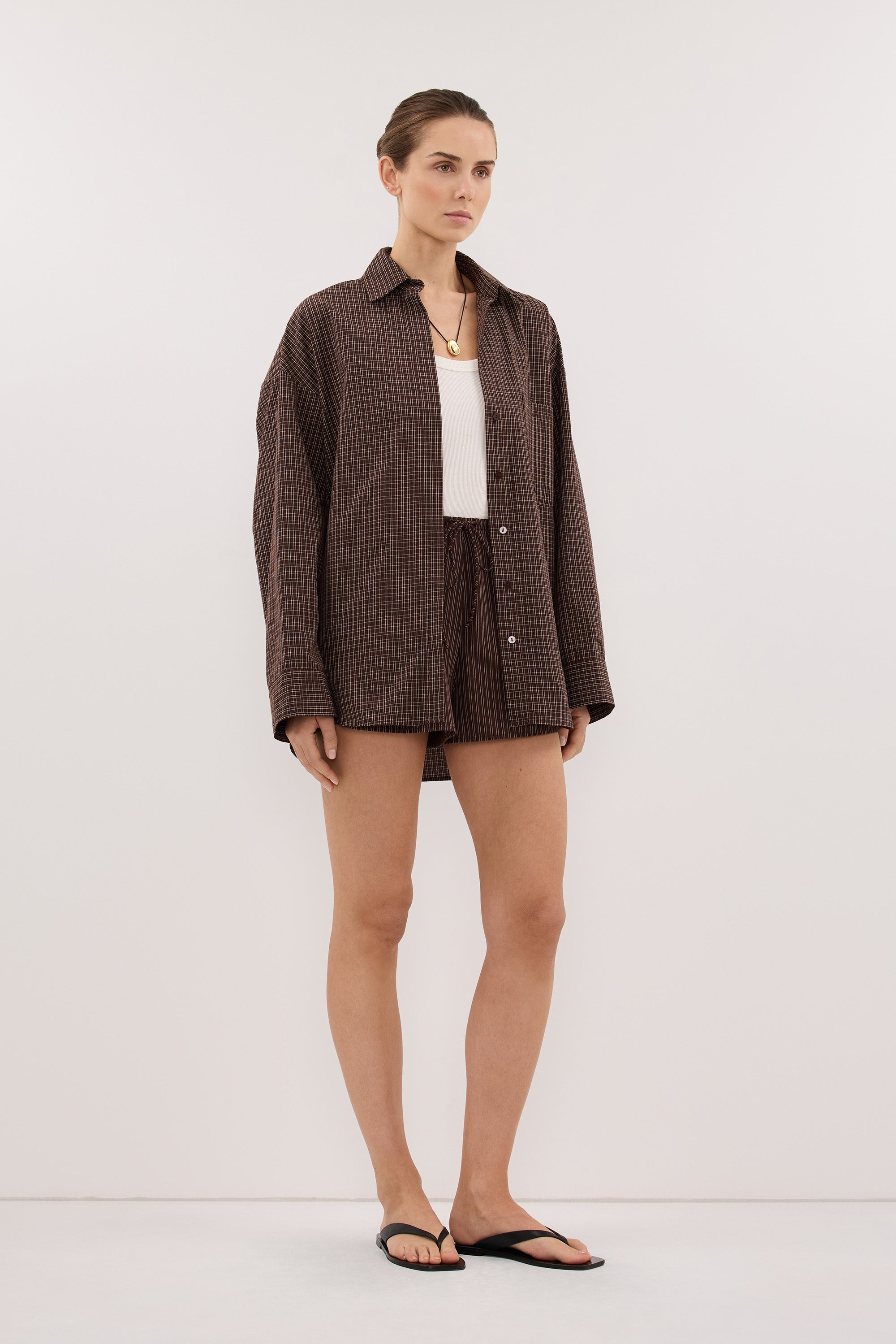MARA CHOC CHECK COTTON SHIRT