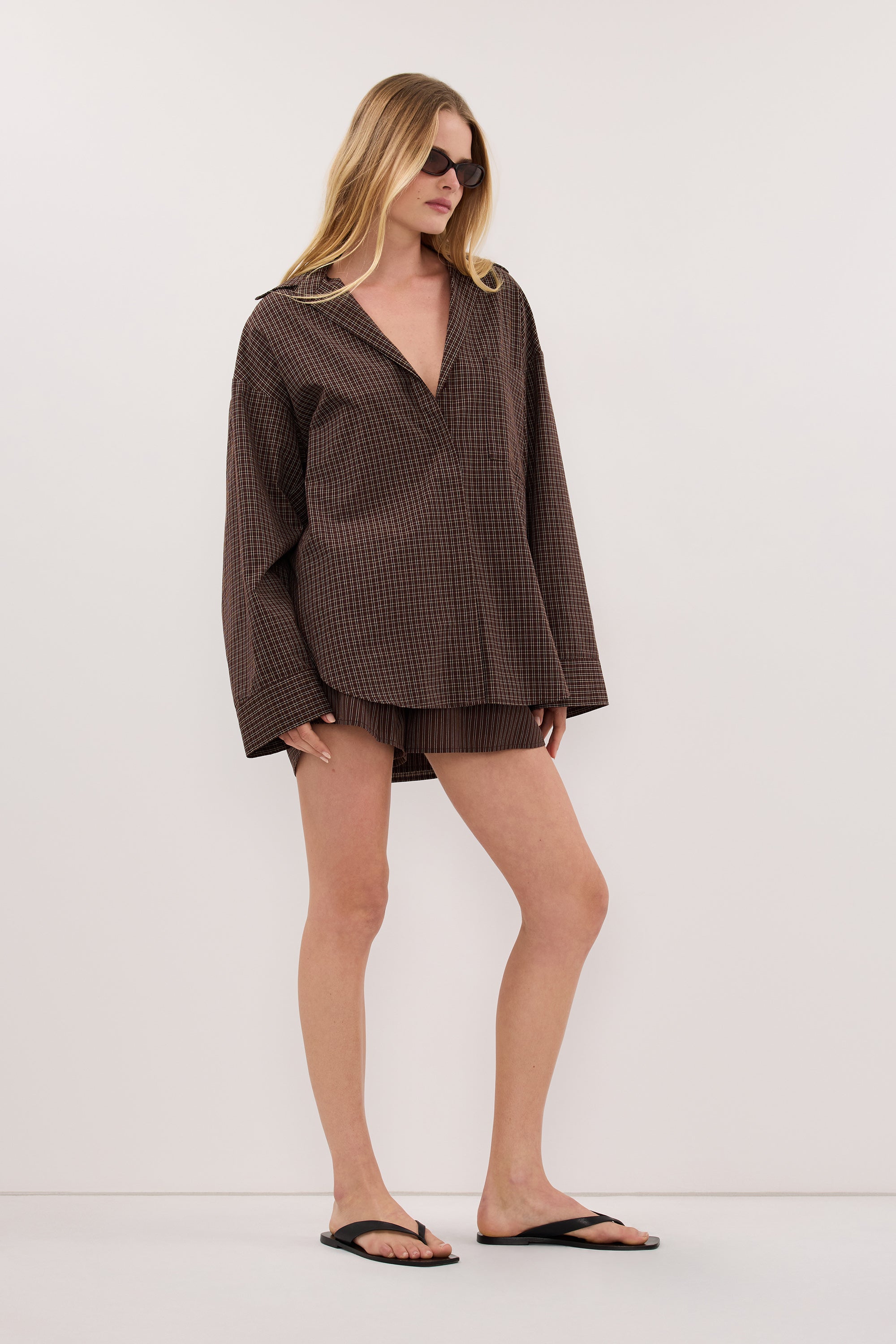 MARA CHOC CHECK COTTON SHIRT