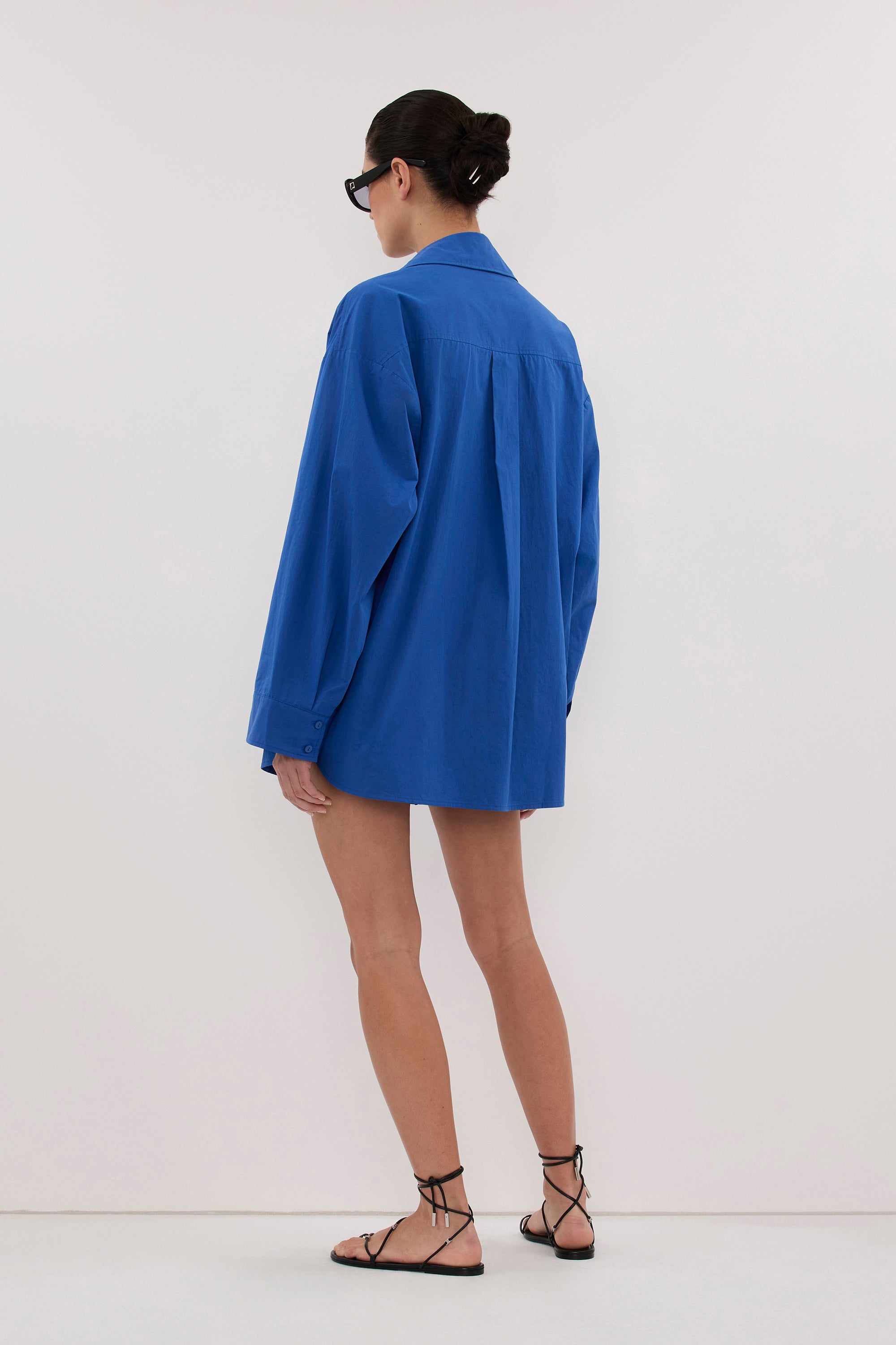 INA COBALT LIGHTWEIGHT COTTON SHIRT
