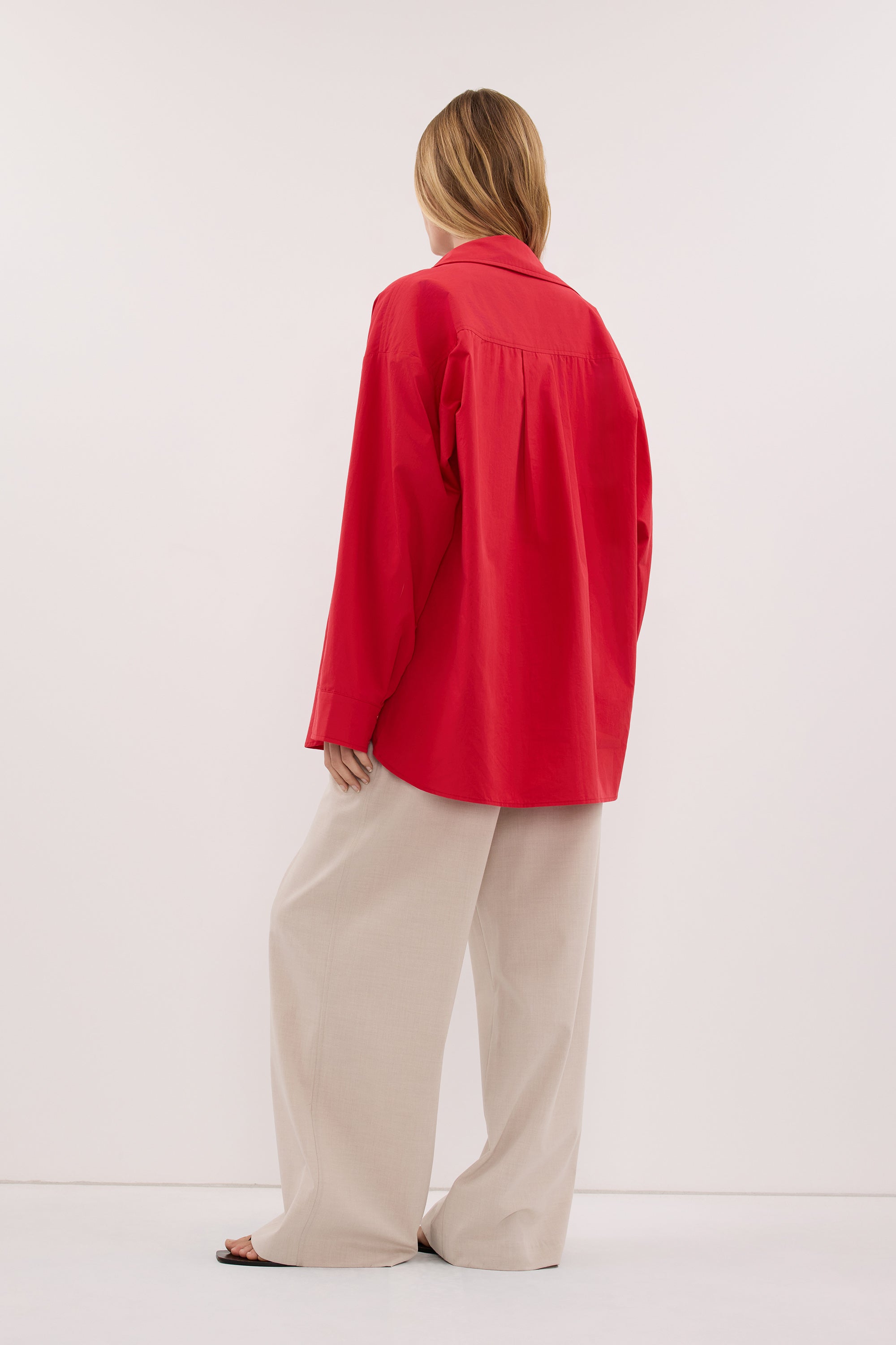 INA RED LIGHTWEIGHT COTTON SHIRT