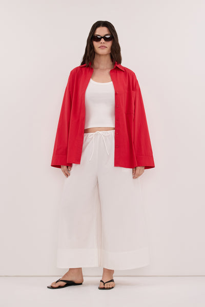 Jasmine wearing INA RED LIGHTWEIGHT COTTON SHIRT
