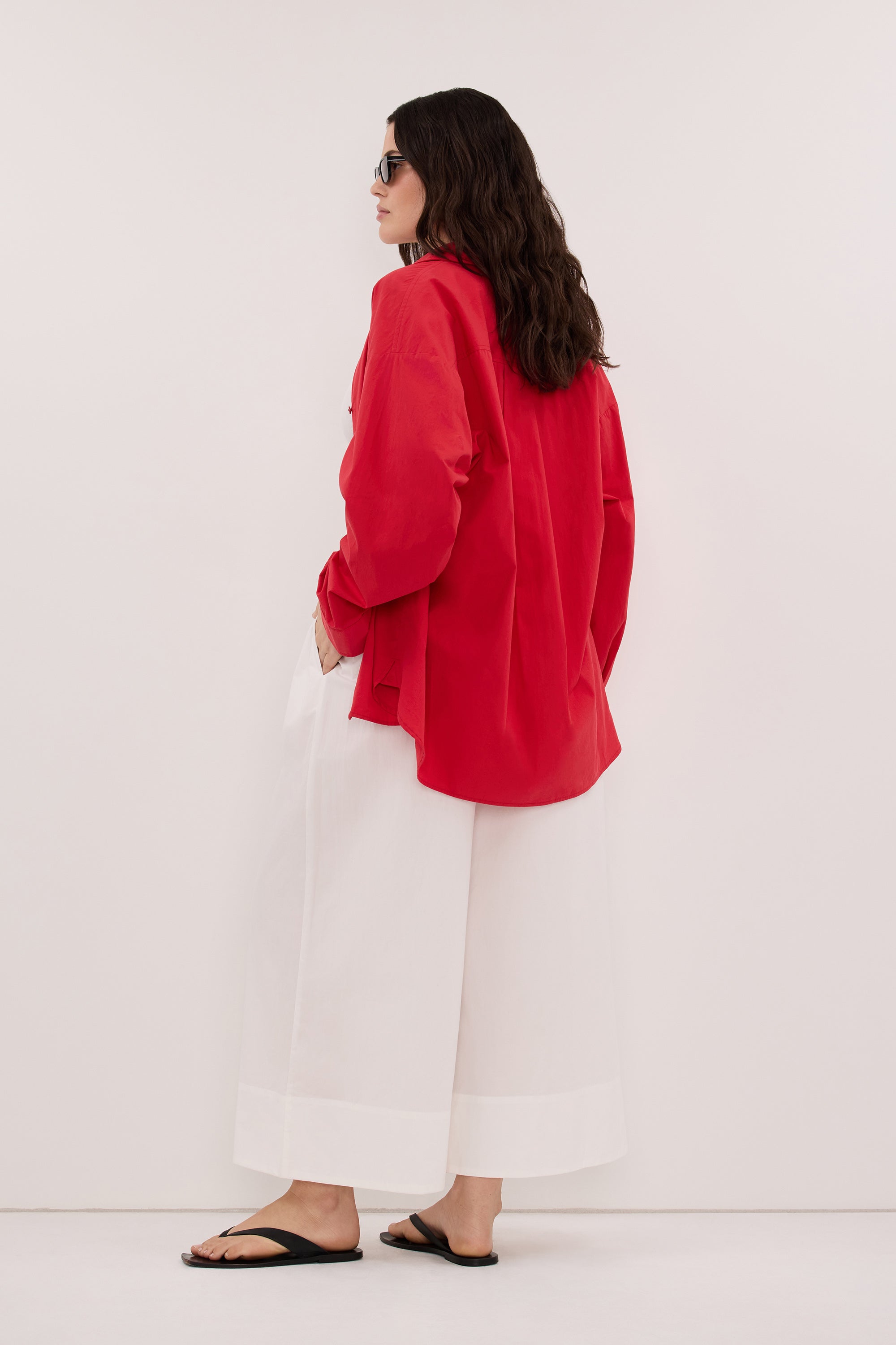 INA RED LIGHTWEIGHT COTTON SHIRT