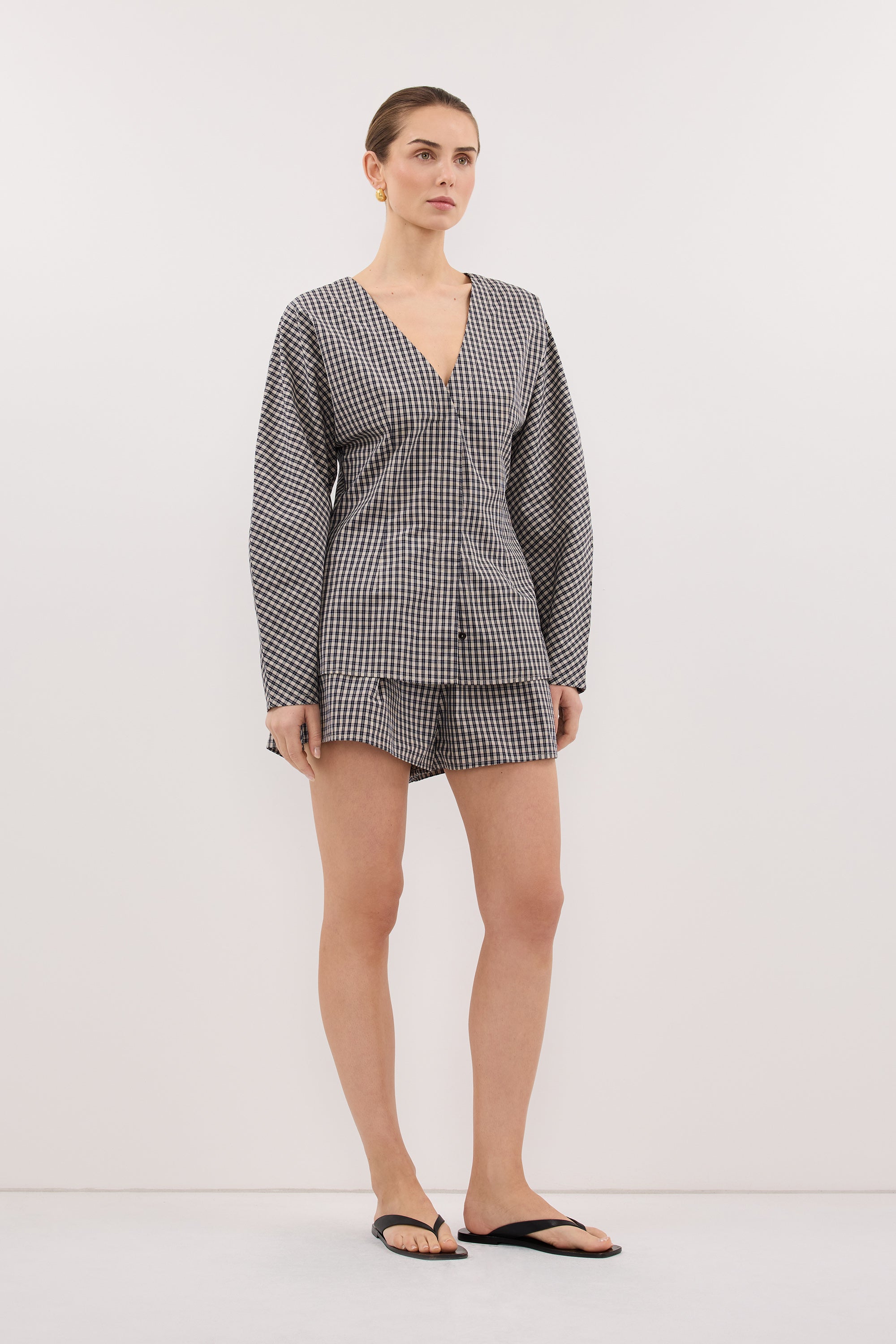 MATILDA INK CHECK FITTED SHIRT