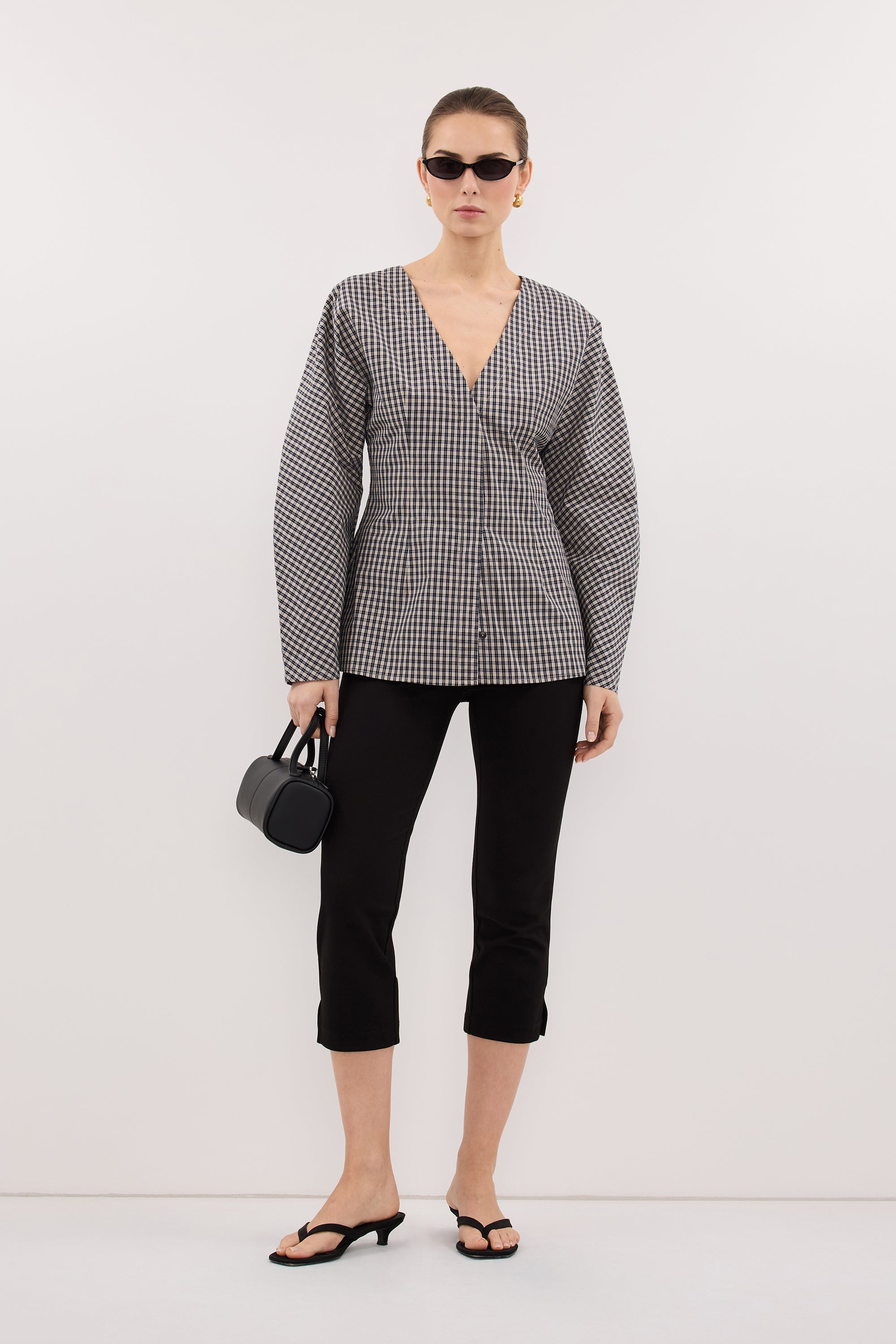 MATILDA INK CHECK FITTED SHIRT
