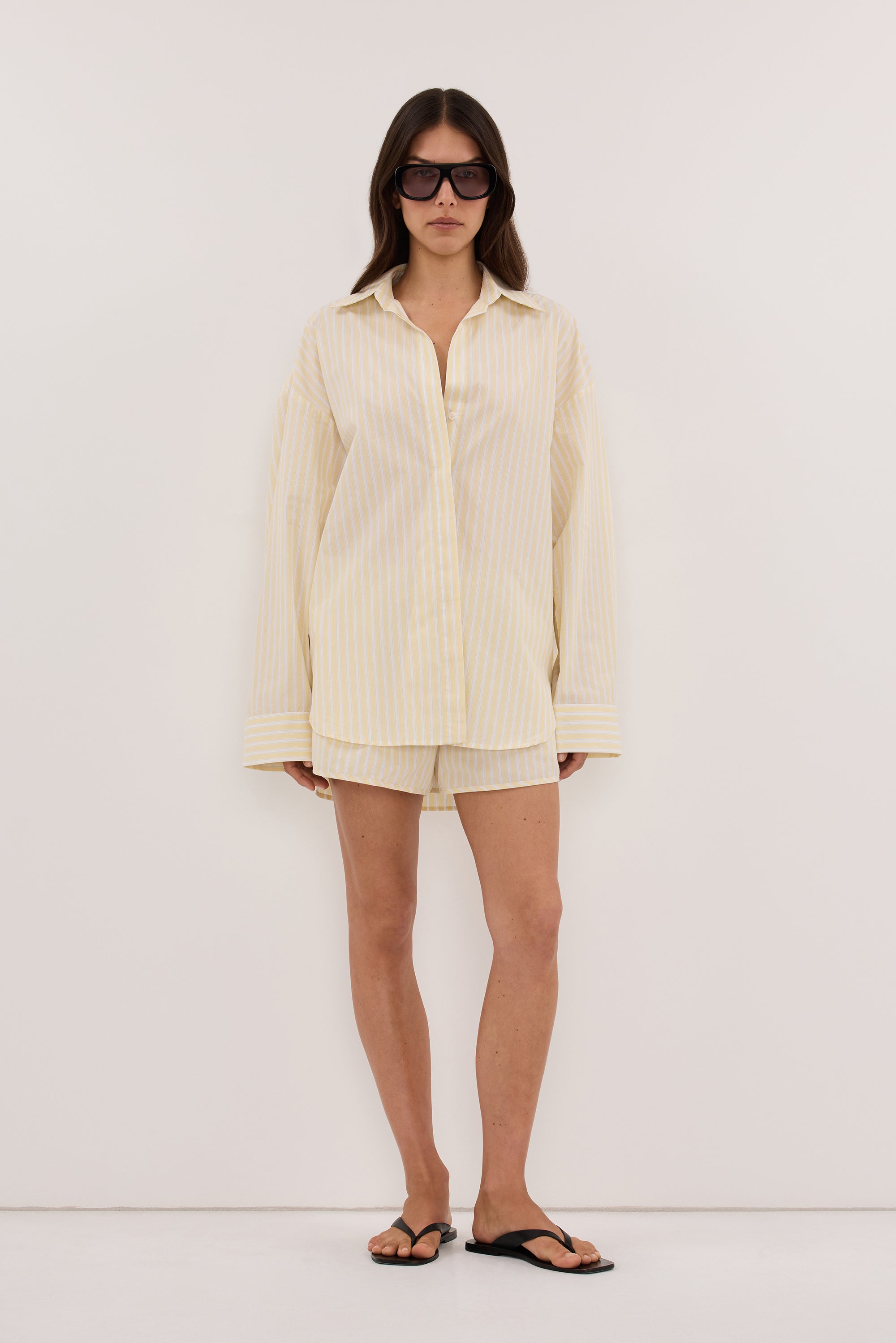 DOMINIQUE YELLOW STRIPE SHIRT