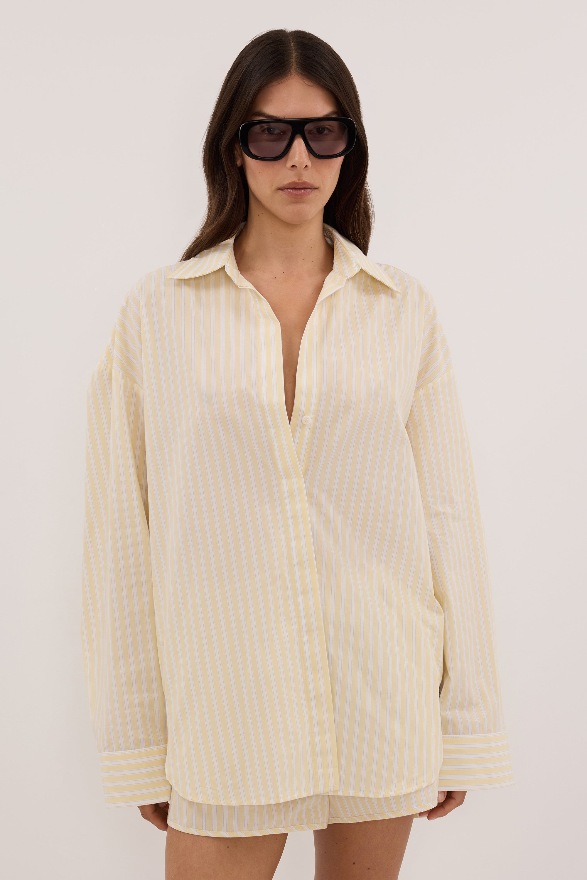 DOMINIQUE YELLOW STRIPE SHIRT