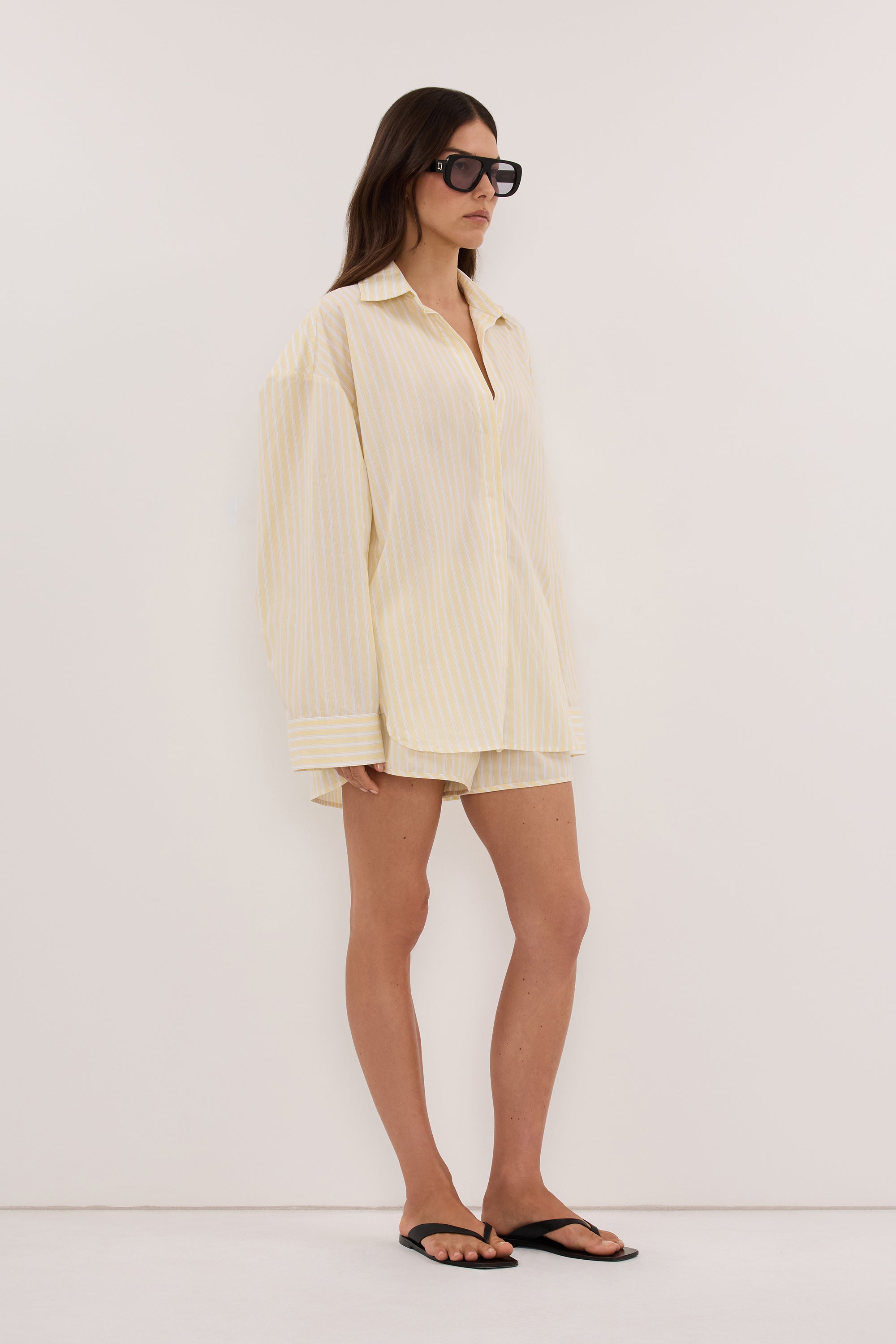 DOMINIQUE YELLOW STRIPE SHIRT
