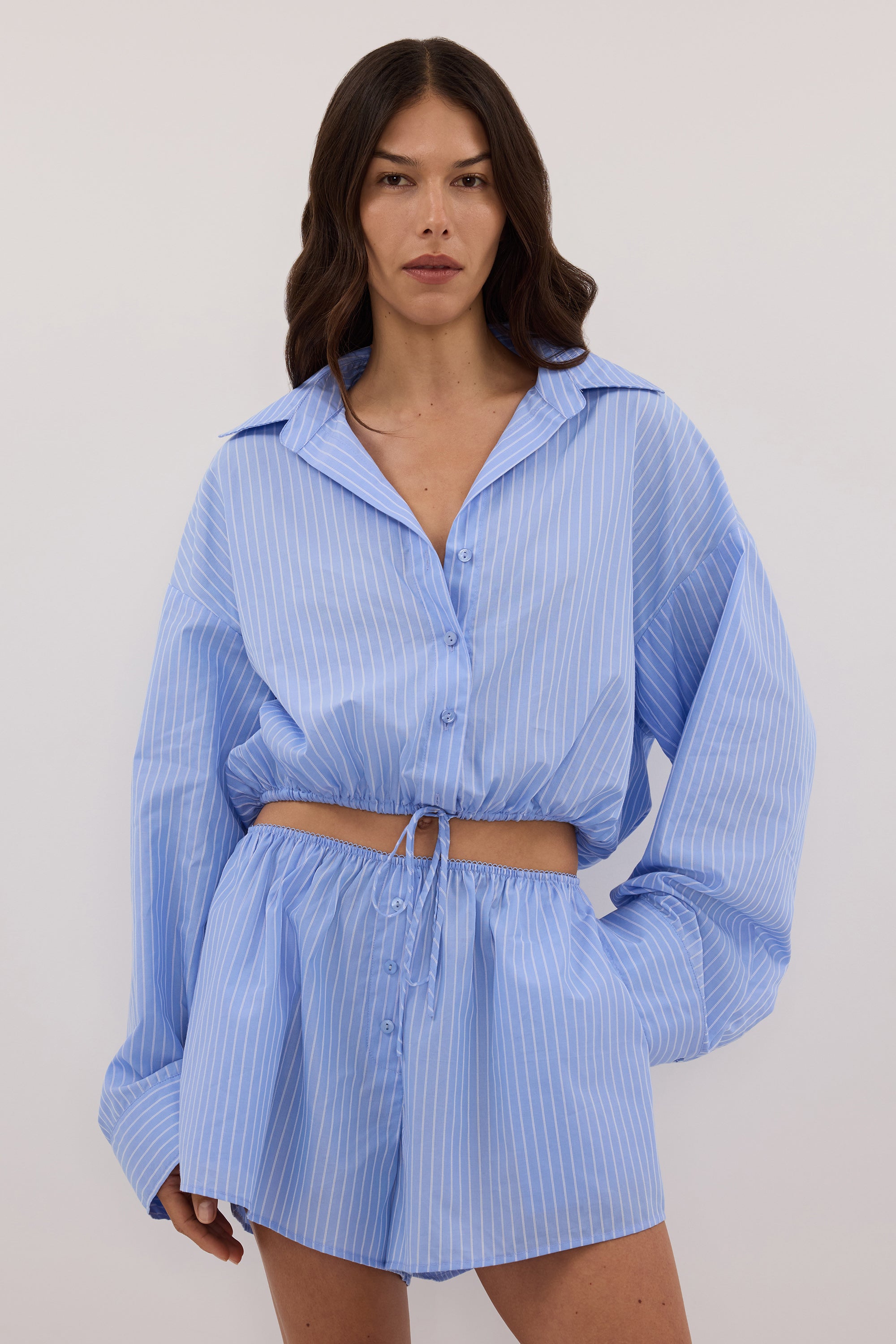 PIPER BLUE CROPPED SHIRT - PRE ORDER