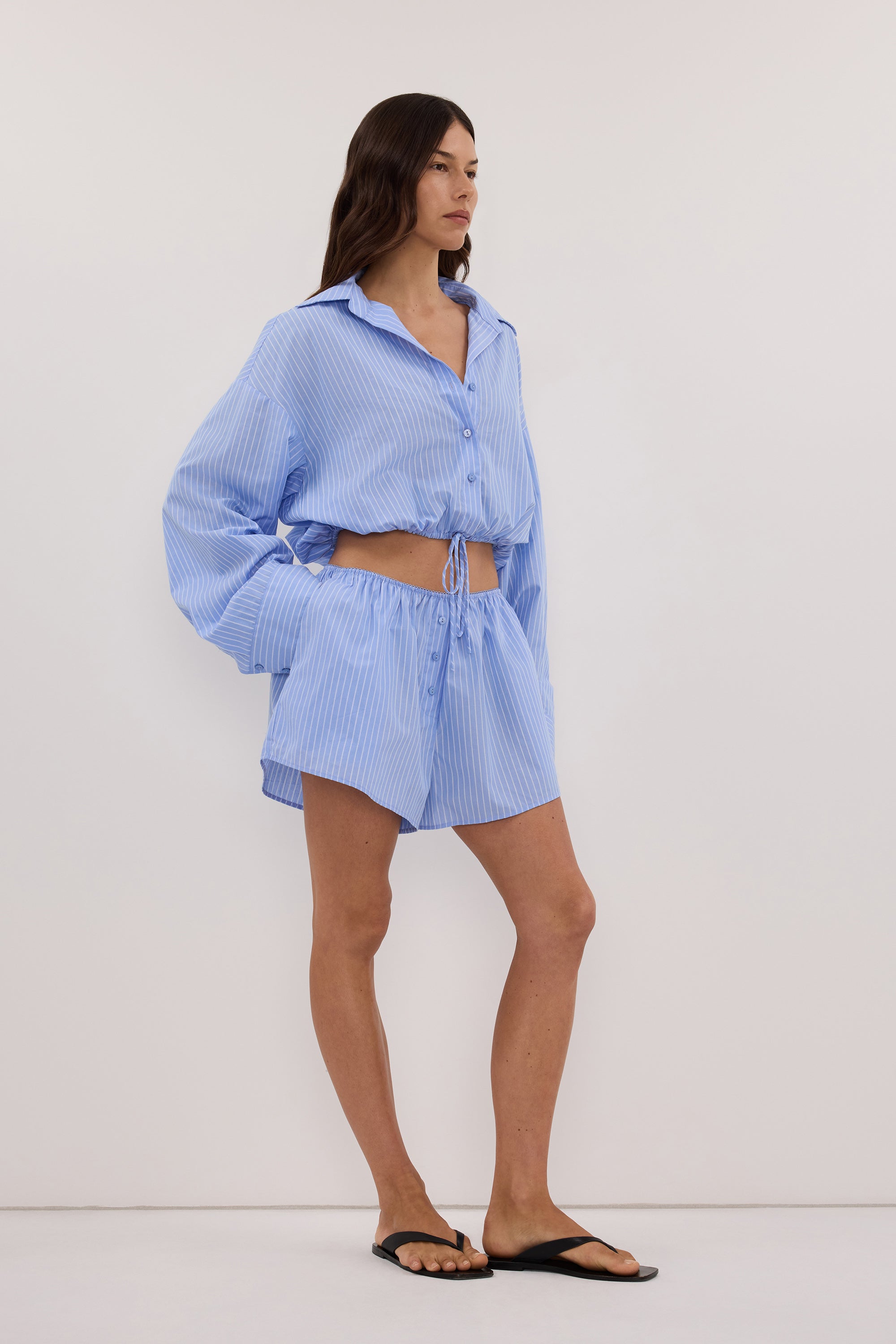 PIPER BLUE CROPPED SHIRT - PRE ORDER