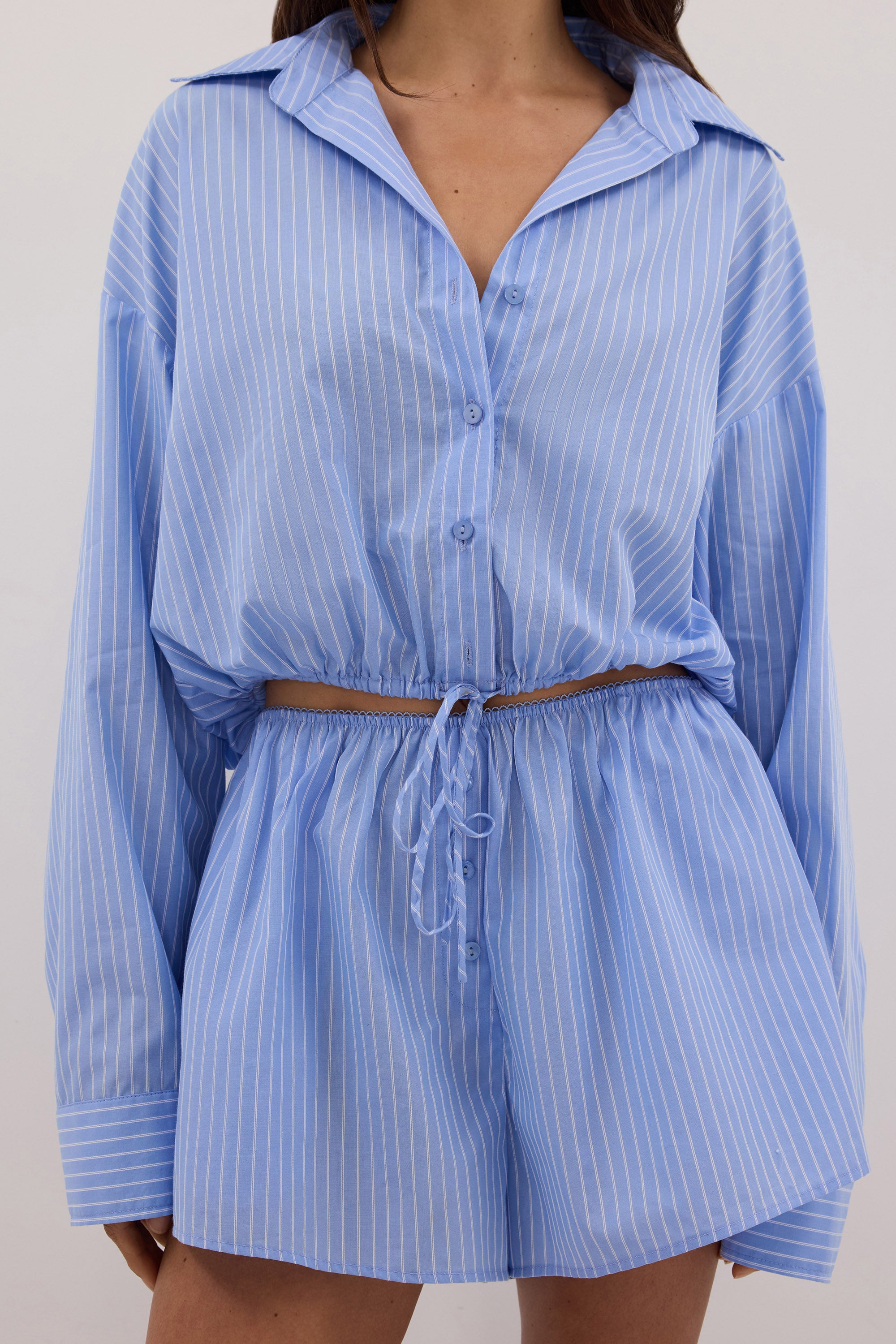PIPER BLUE CROPPED SHIRT - PRE ORDER