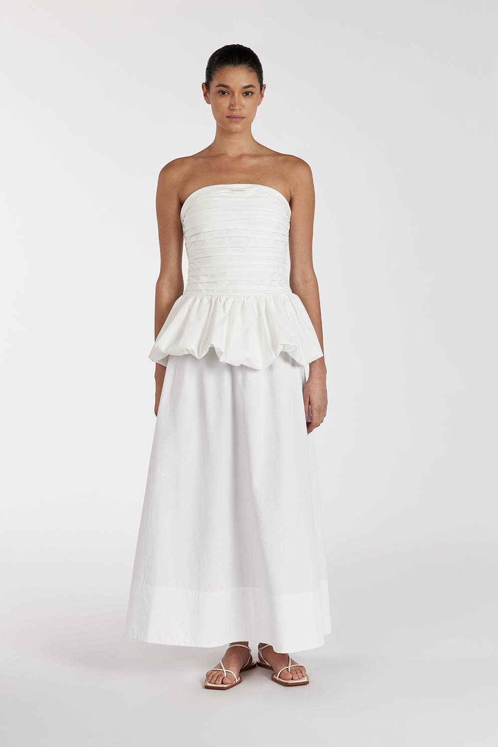 PEGGY WHITE COTTON STRAPLESS TOP