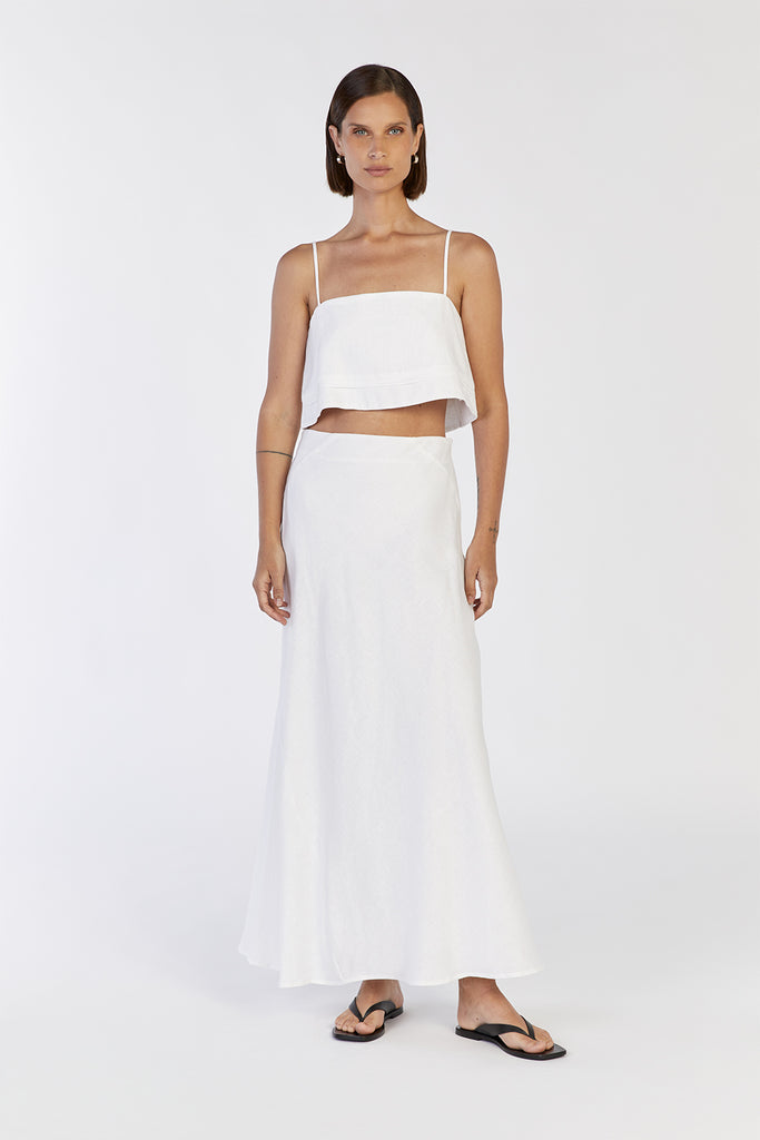 LAINIE WHITE LINEN CROP TOP | Dissh