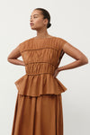 FLYNN RUST LINEN BLEND TIERED TOP - PRE ORDER