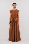 FLYNN RUST LINEN BLEND TIERED TOP - PRE ORDER