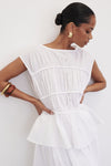 FLYNN WHITE LINEN TIERED TOP