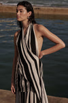 BEAU BLACK STRIPE HALTER TOP - PRE ORDER