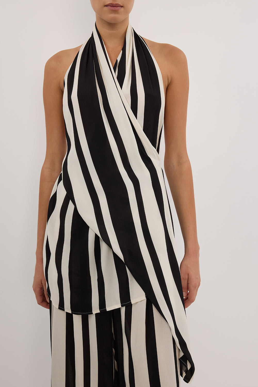 BEAU BLACK STRIPE HALTER TOP