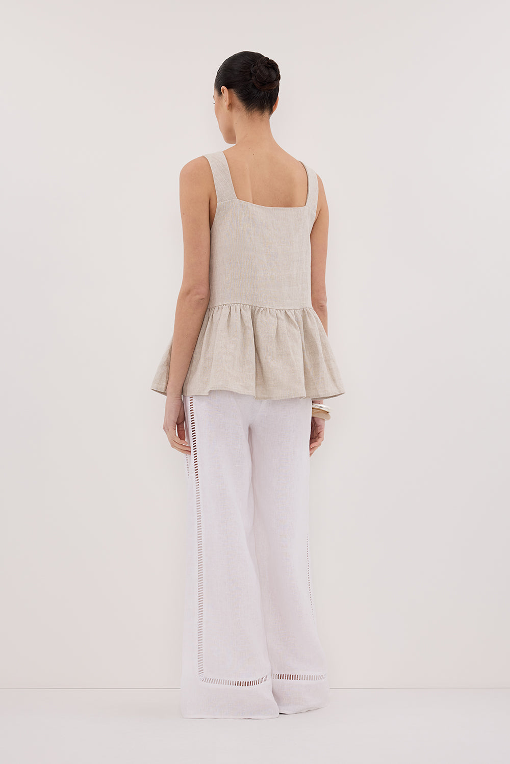 DAISY NATURAL LINEN PEPLUM TOP