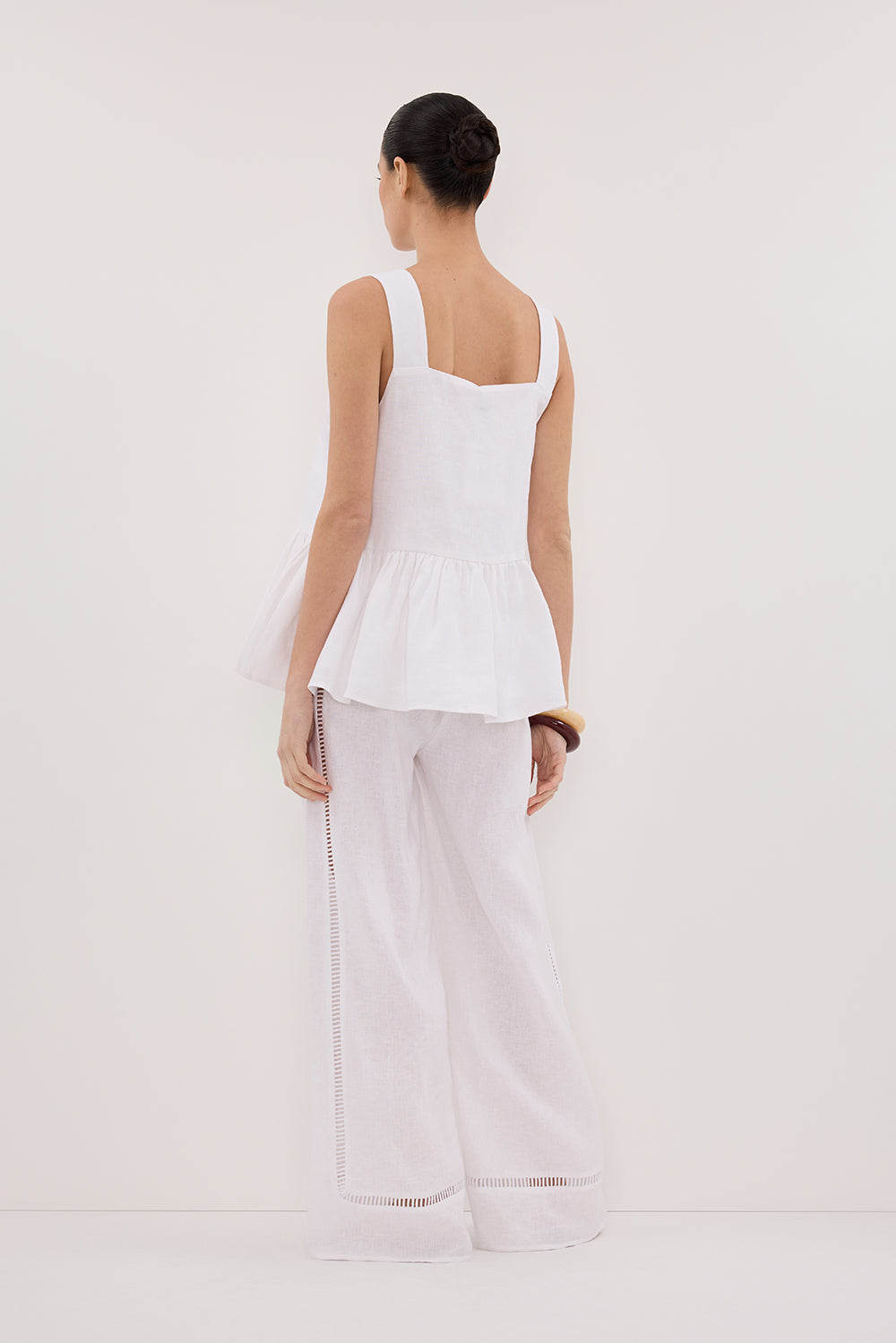 DAISY WHITE LINEN PEPLUM TOP
