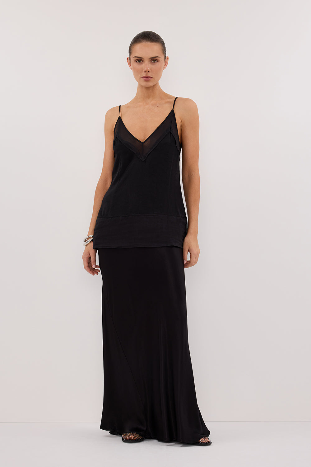 JUDE BLACK SATIN RAMIE CAMI TOP