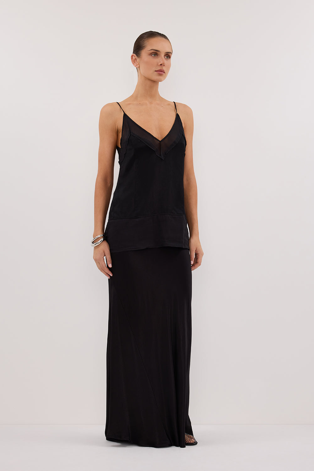 JUDE BLACK SATIN RAMIE CAMI TOP