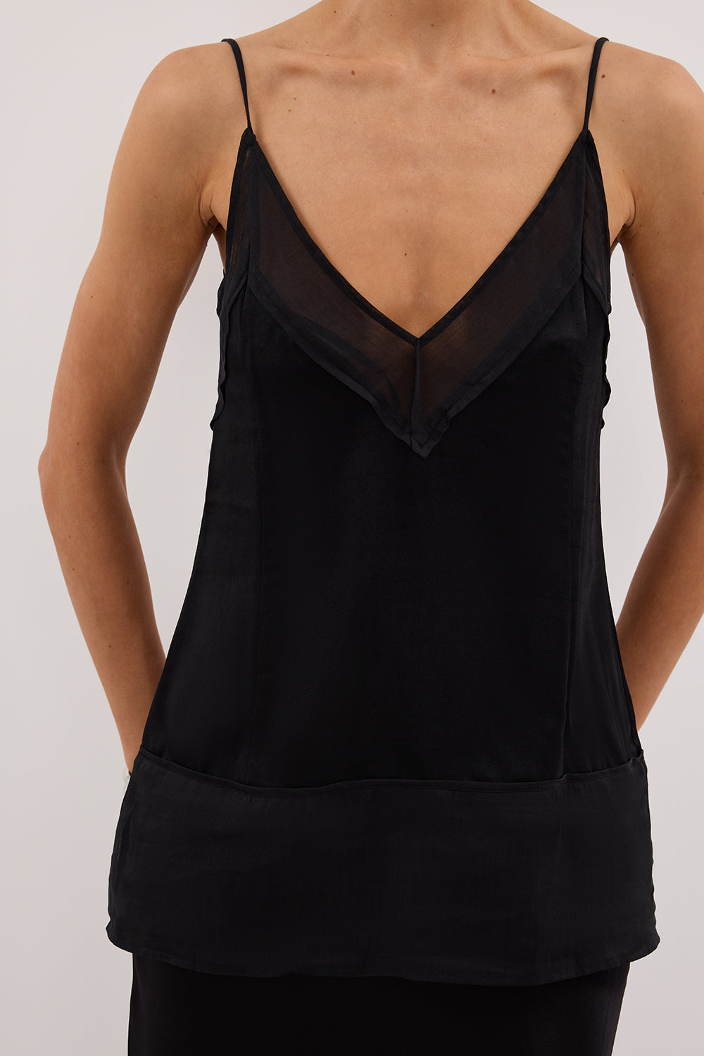 JUDE BLACK SATIN RAMIE CAMI TOP