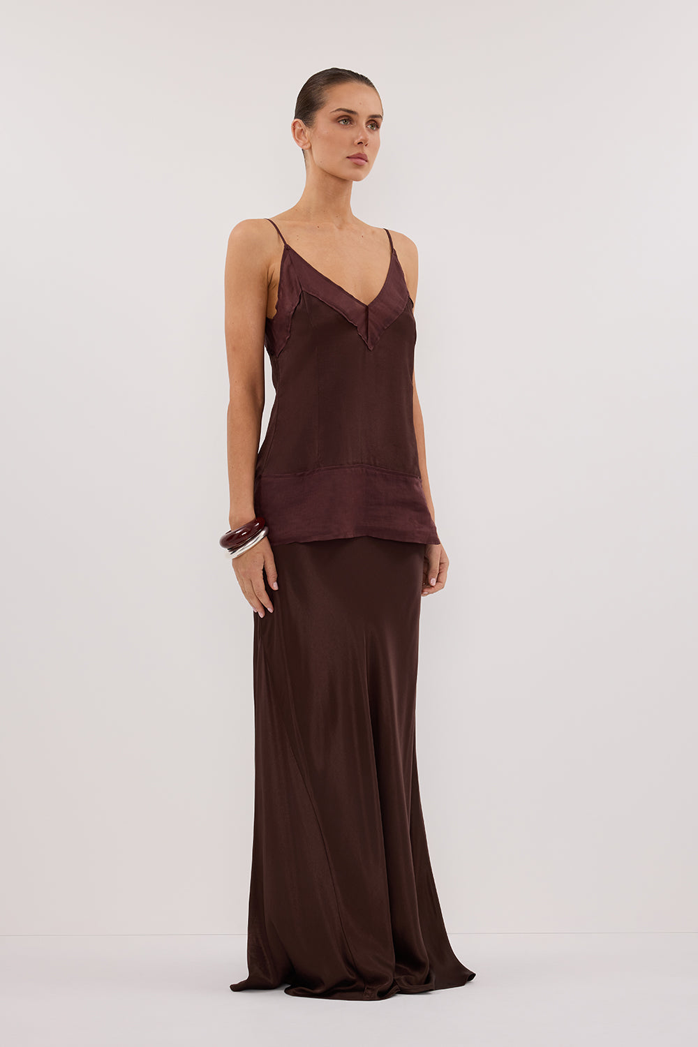 JUDE CHOC SATIN RAMIE CAMI TOP