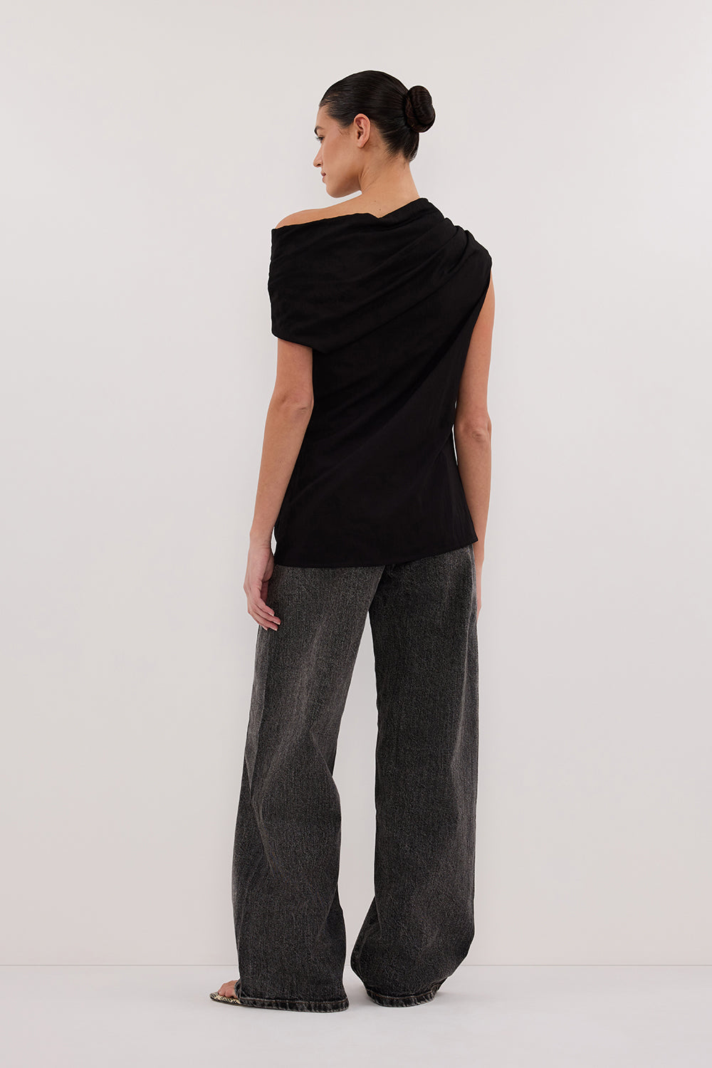 ANDY BLACK ASYM DRAPED TOP