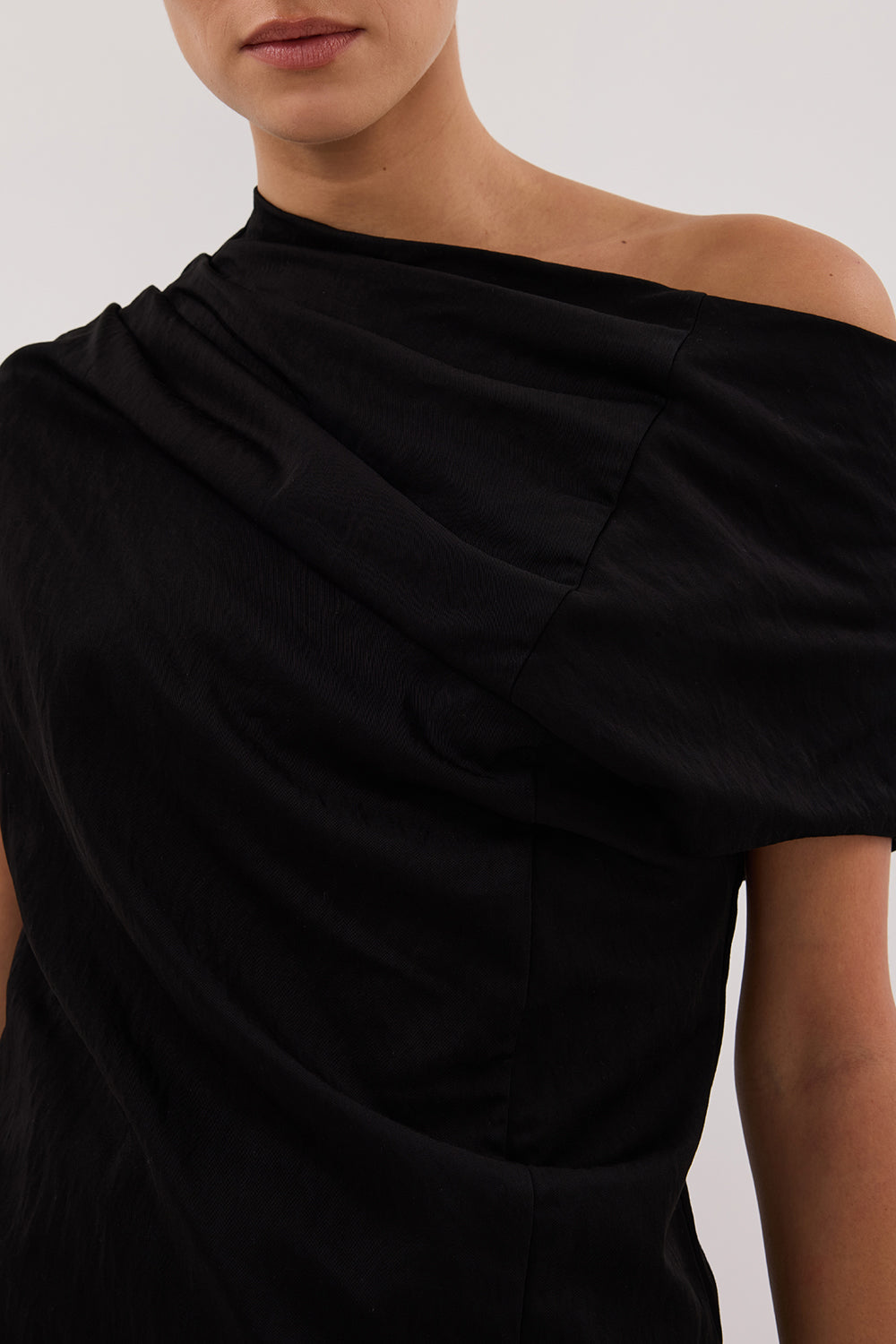 ANDY BLACK ASYM DRAPED TOP
