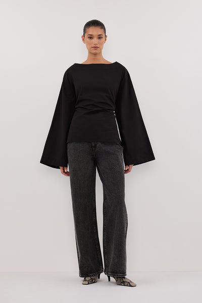 Aude wearing IVY BLACK LONG SLEEVE TOP