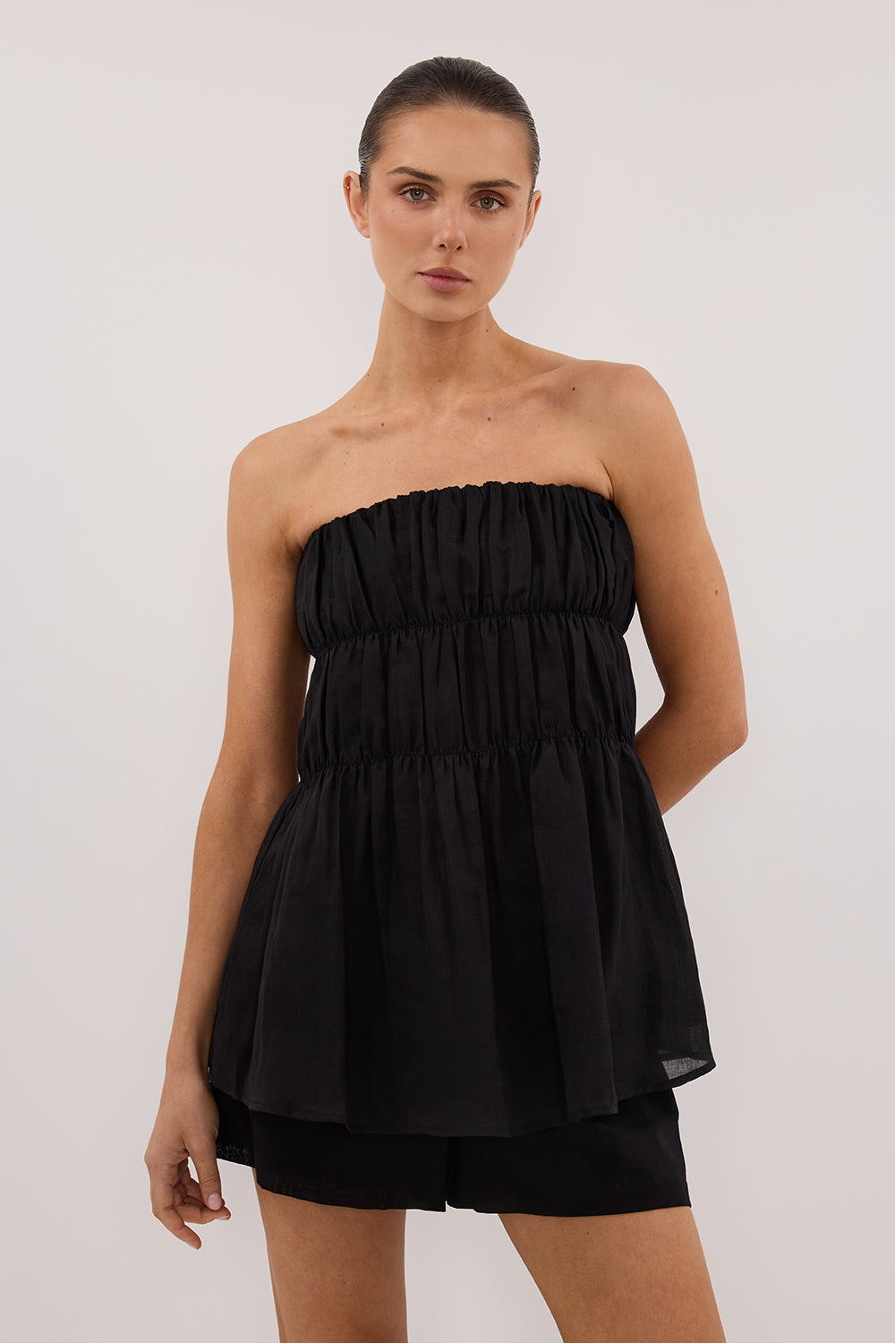 ARTIE BLACK RAMIE STRAPLESS TOP