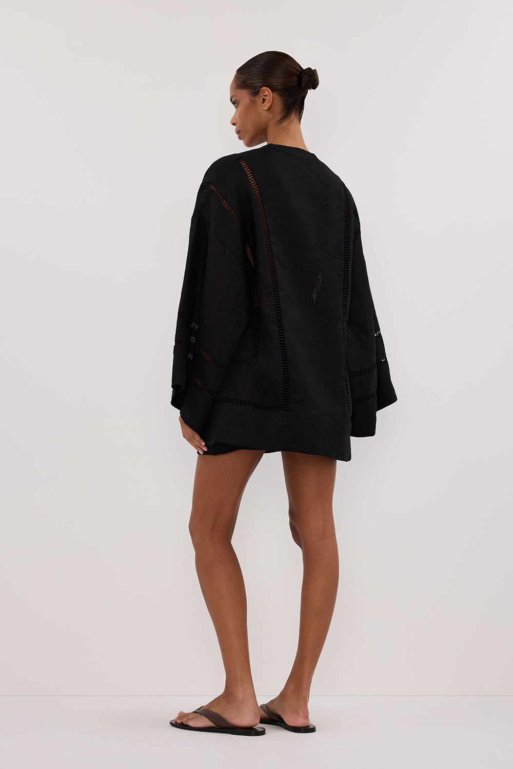 LINDSAY BLACK LINEN KIMONO TOP