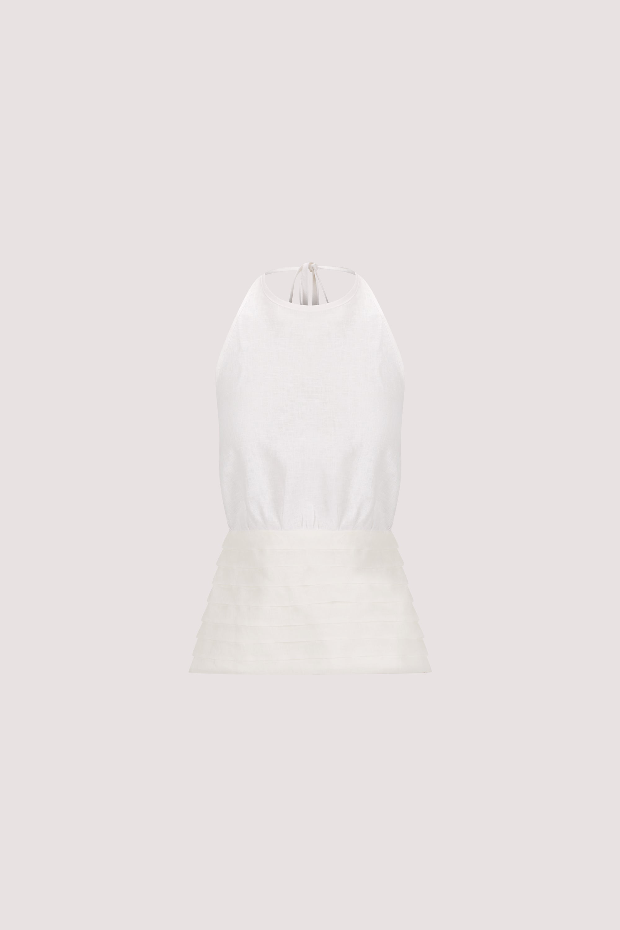 HALLIE WHITE LINEN HALTER TOP