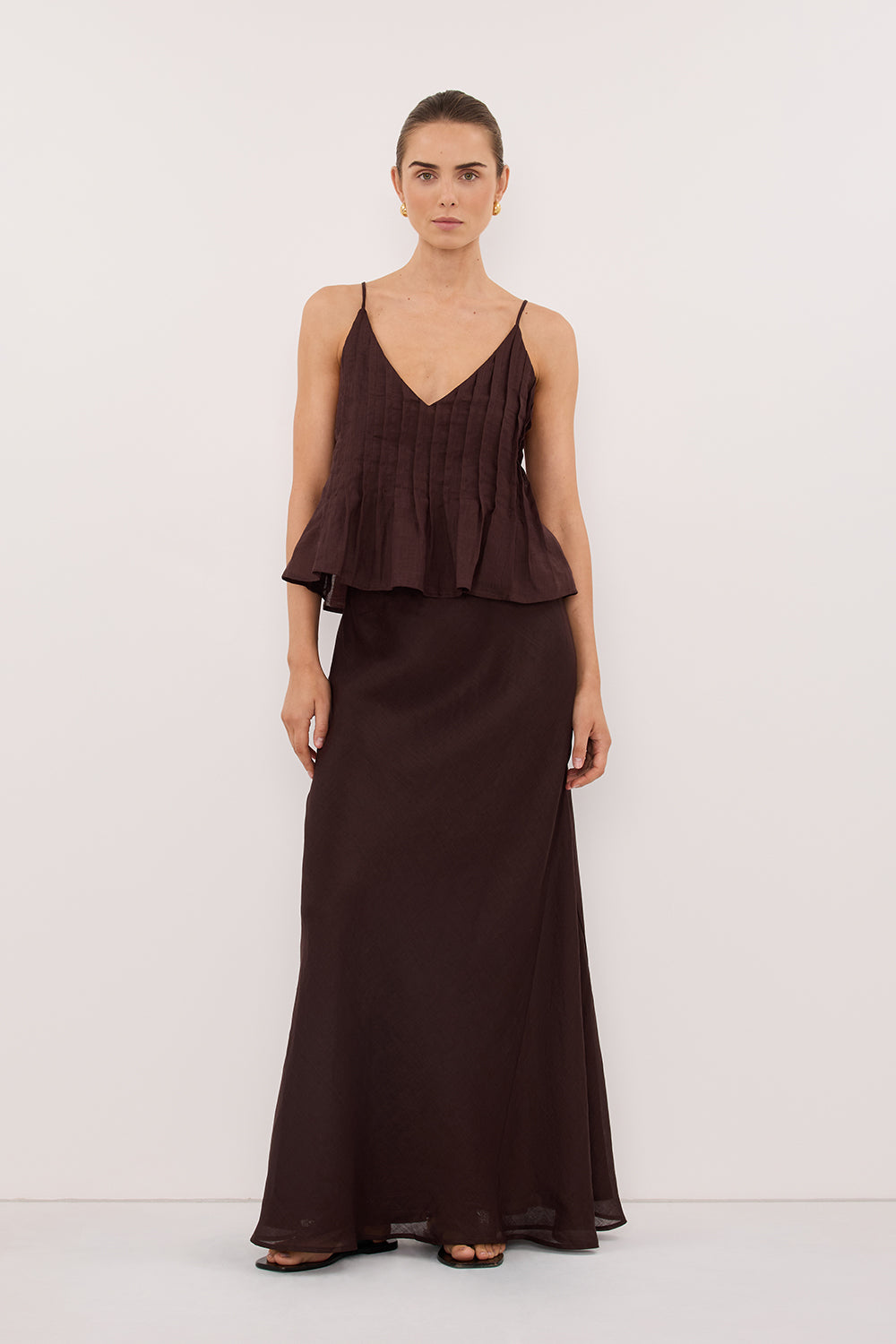TAHLIA BURNT CHOC RAMIE TOP